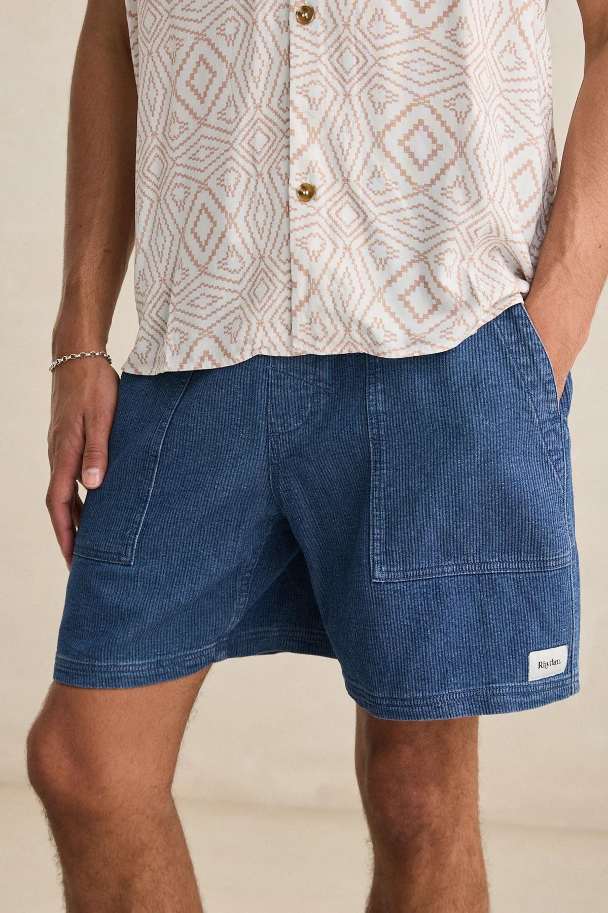 Textured Wale Short - Washed Indigo