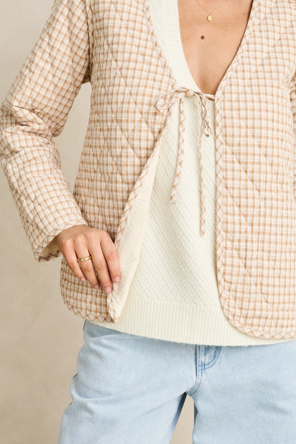 London Reversible Quilted Jacket - Vintage White