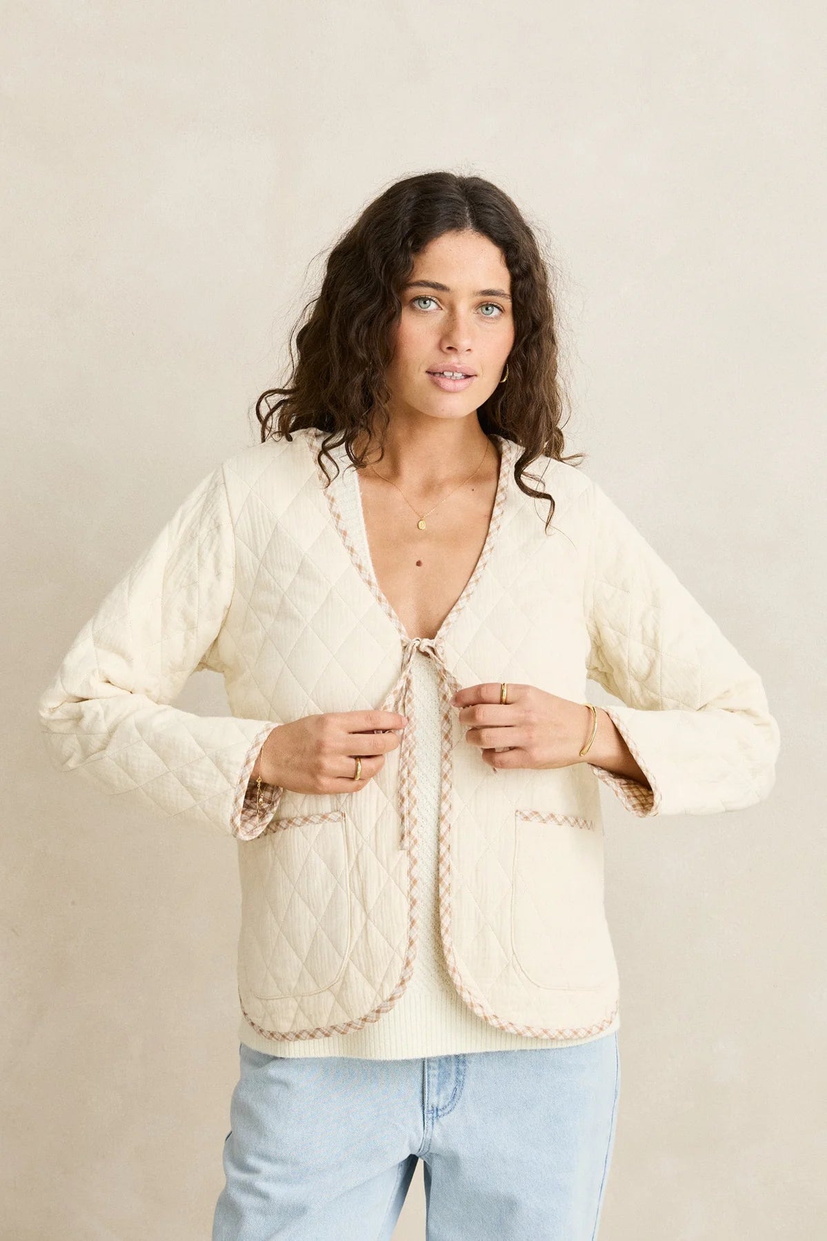London Reversible Quilted Jacket - Vintage White
