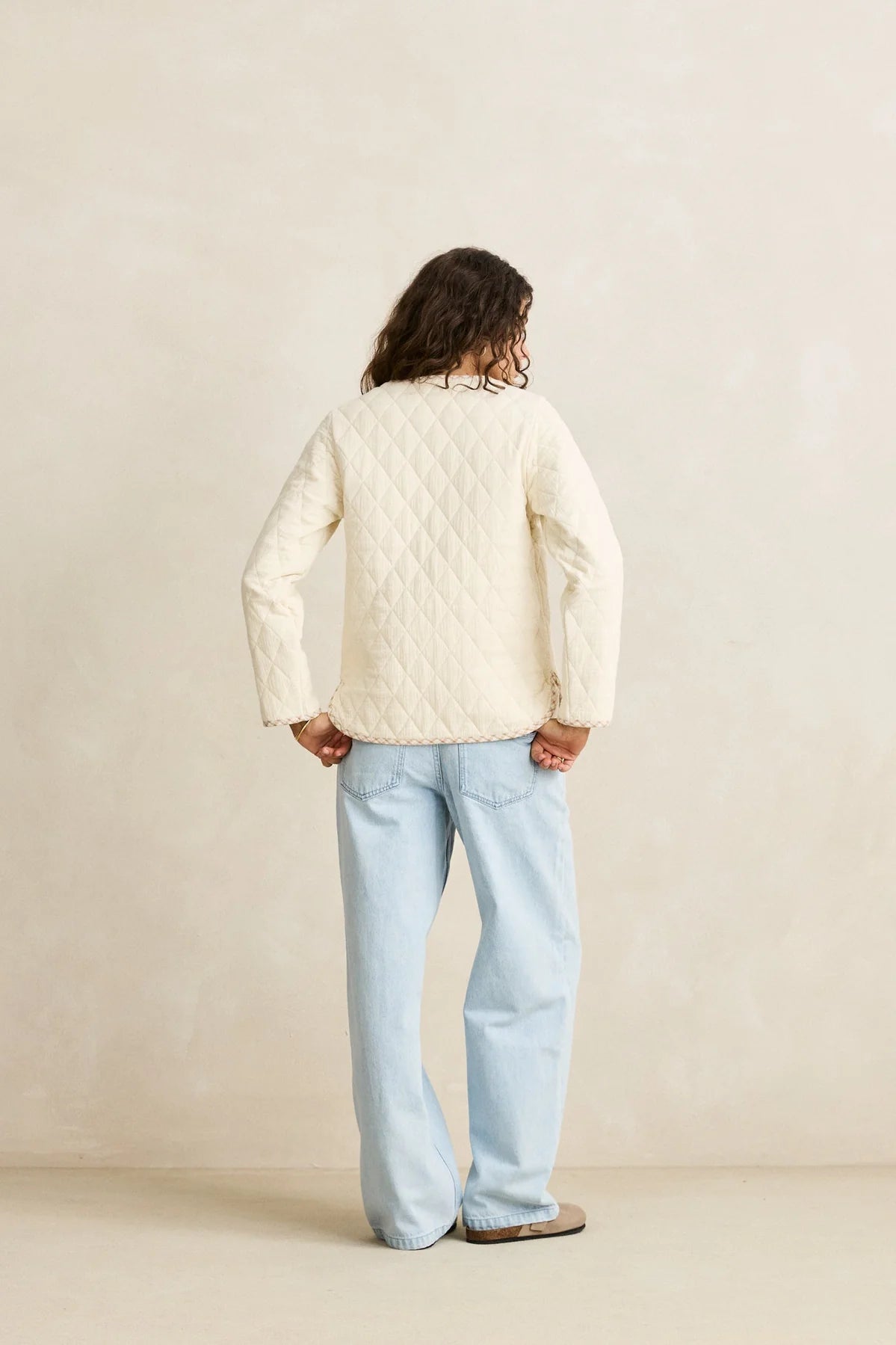 London Reversible Quilted Jacket - Vintage White