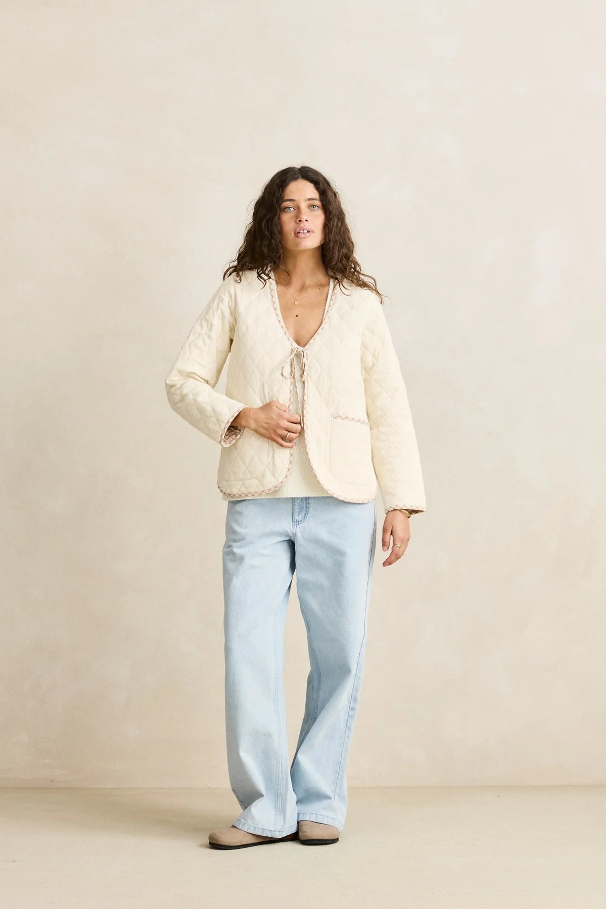 London Reversible Quilted Jacket - Vintage White
