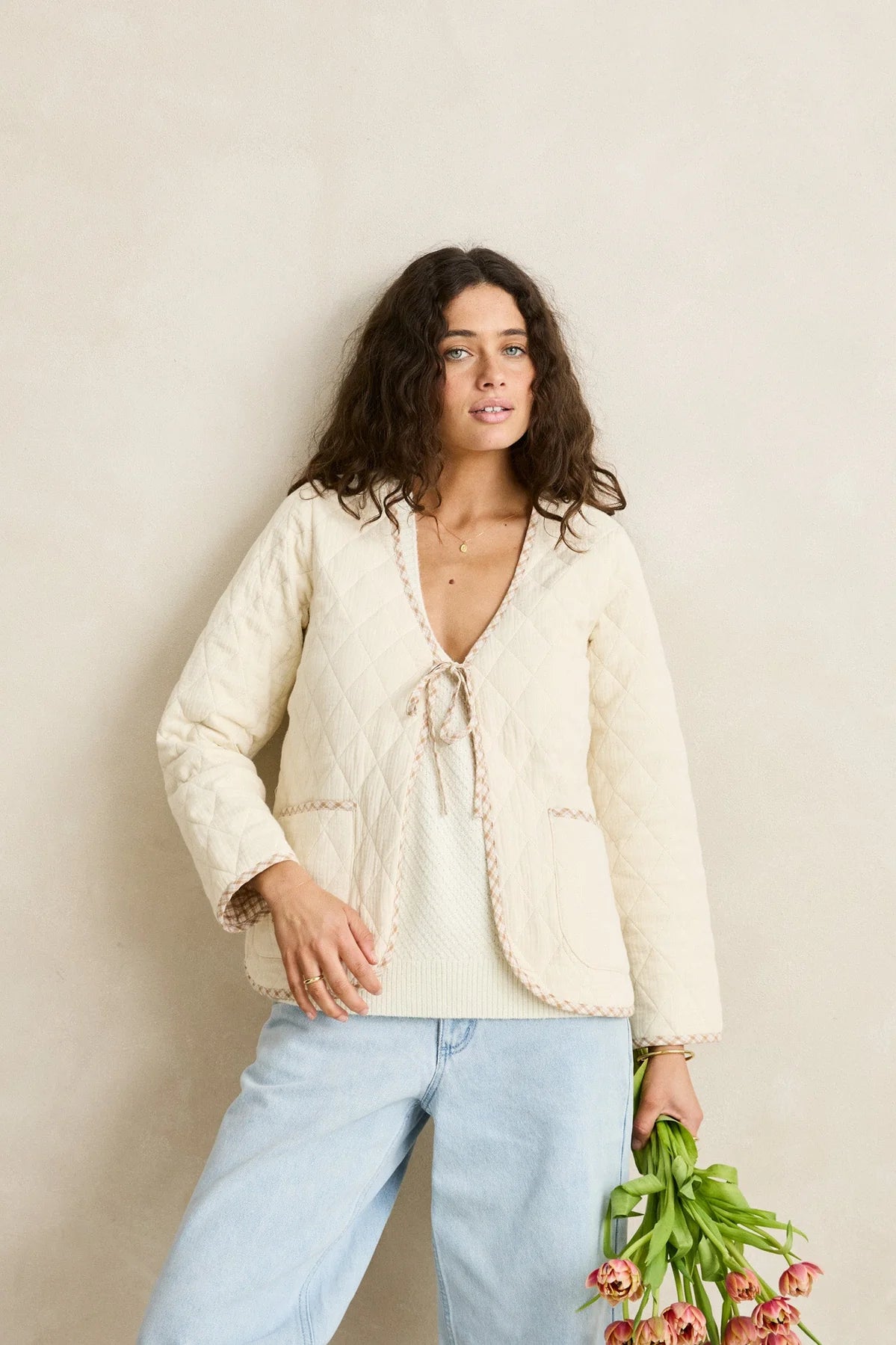 London Reversible Quilted Jacket - Vintage White
