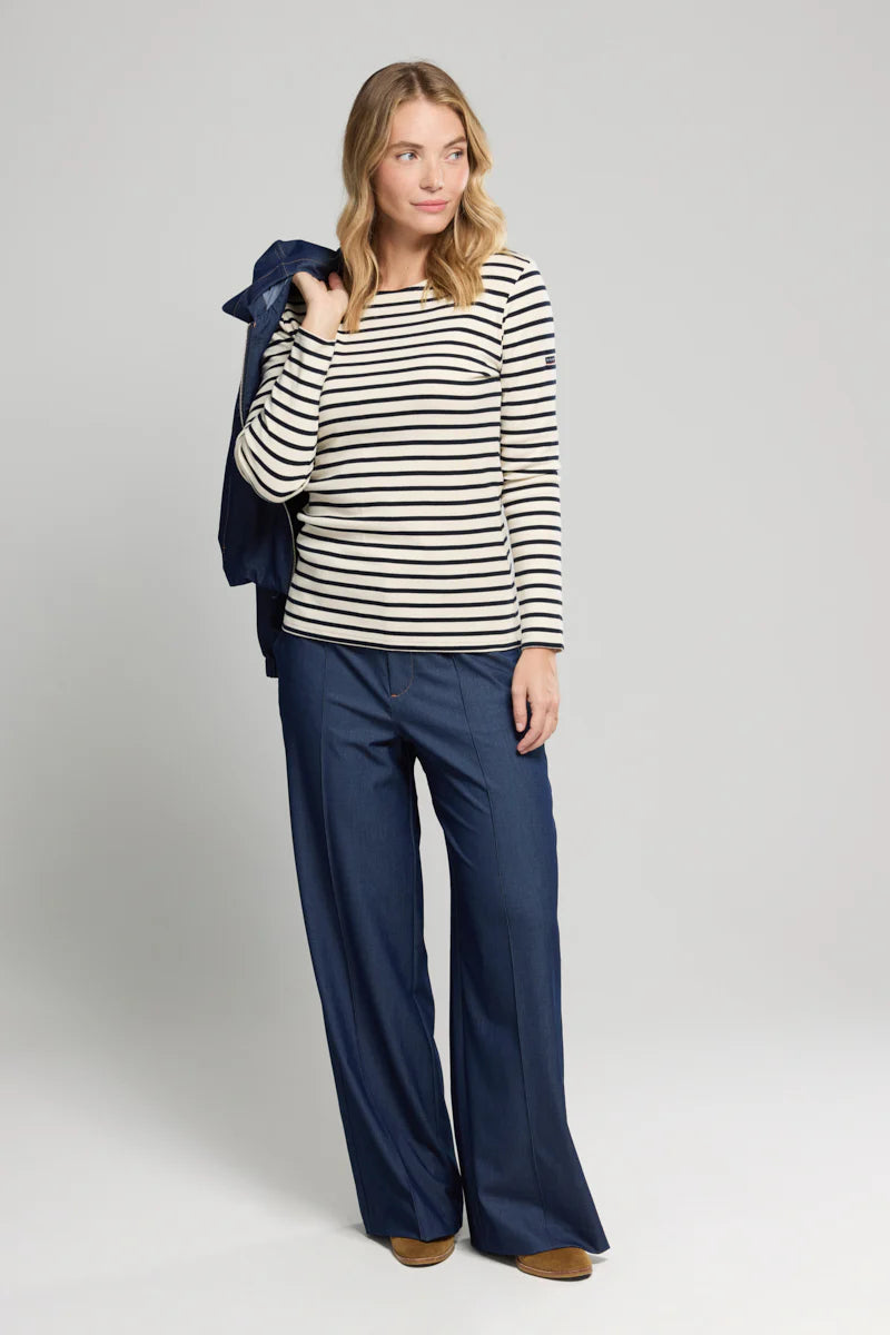 Breton Striped Shirt - Thick Cotton - Nature/Rich Navy