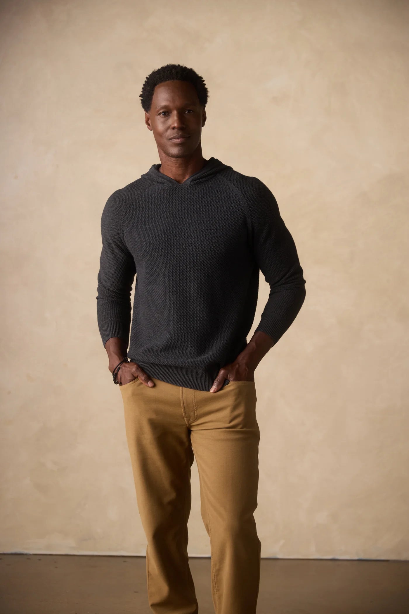 COOLMAX® Textured Hoodie Sweater - Charcoal