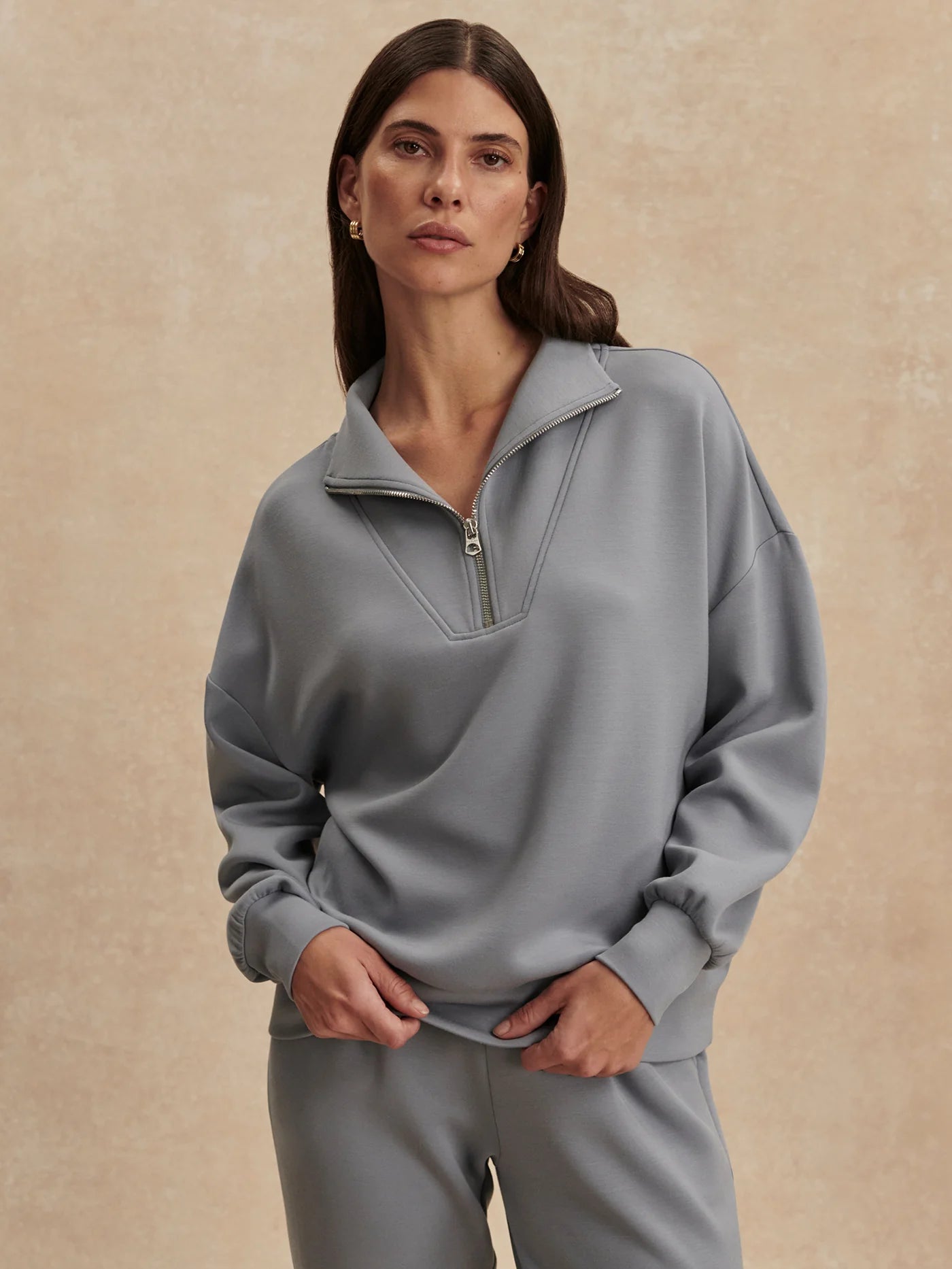 Hawley Half Zip Sweat - Wind Blue