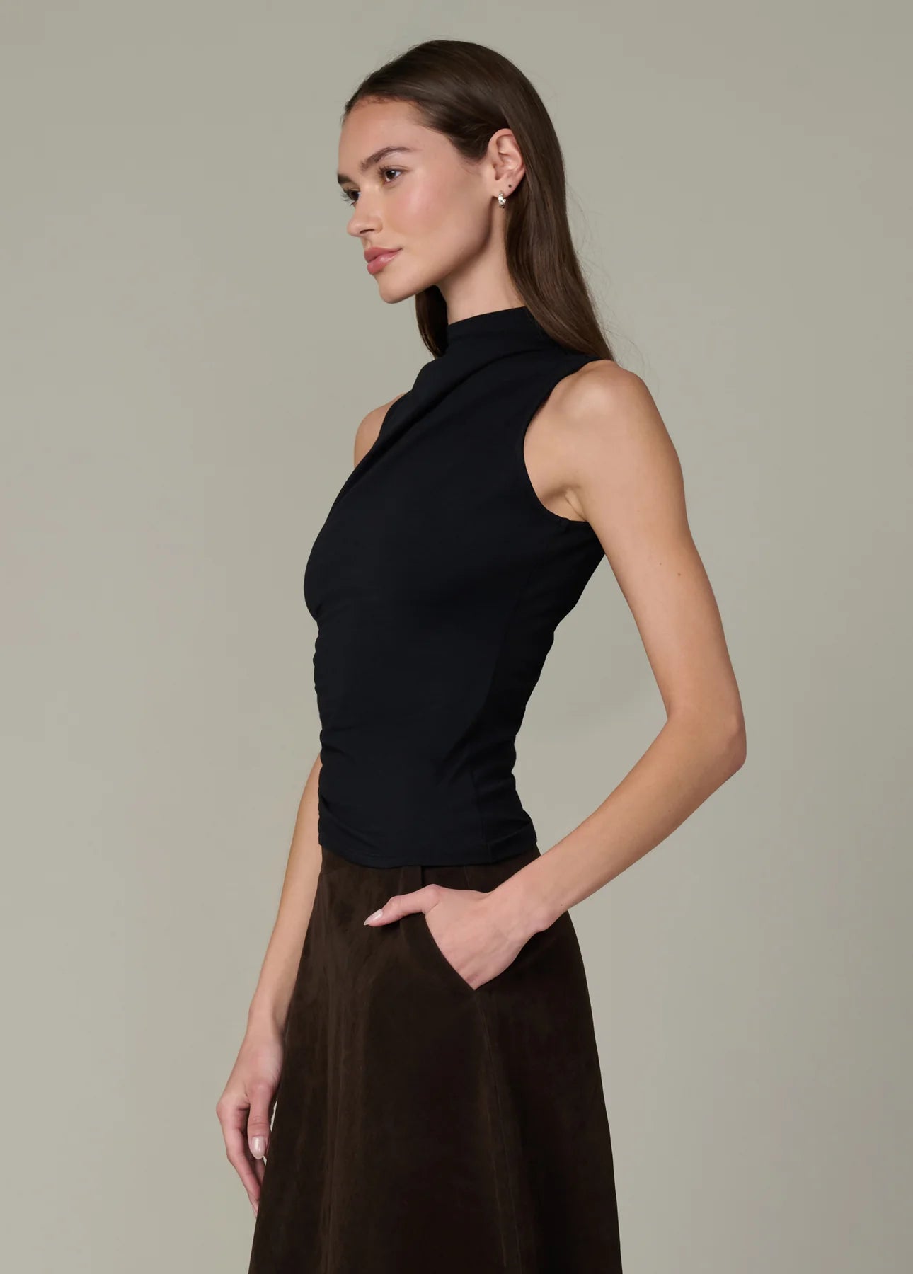 The Dove Draped Sleeveless Top - Black
