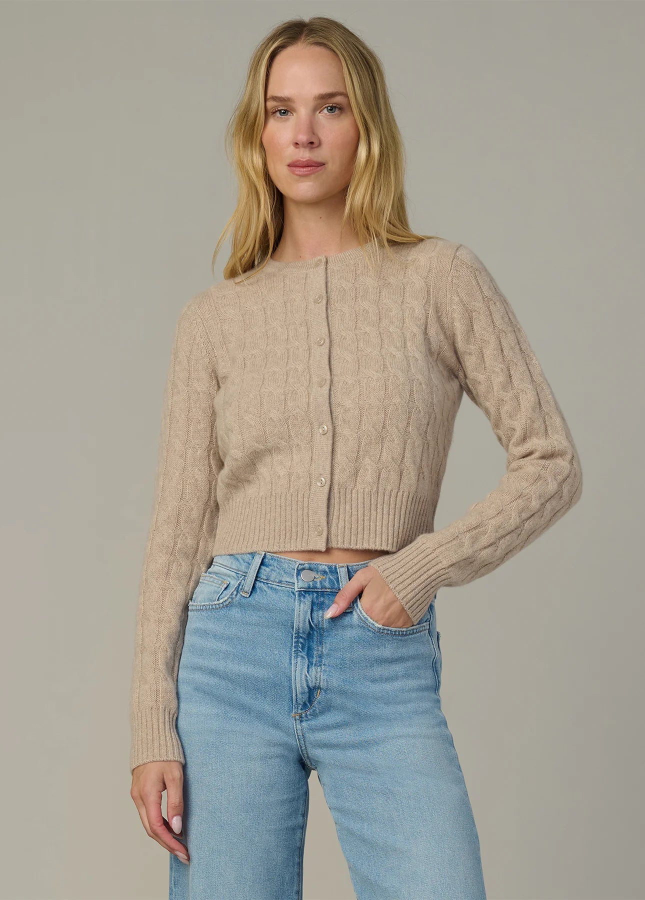 The Cable Dani Cashmere Cardigan - Oatmeal
