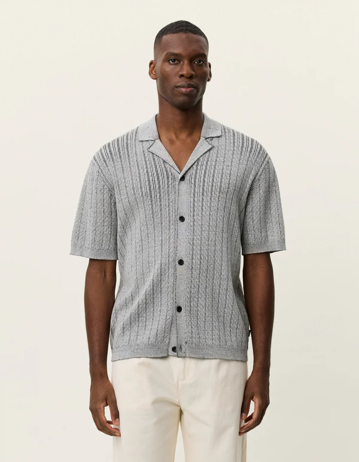 Evan Knitted Shirt - Grey Melange