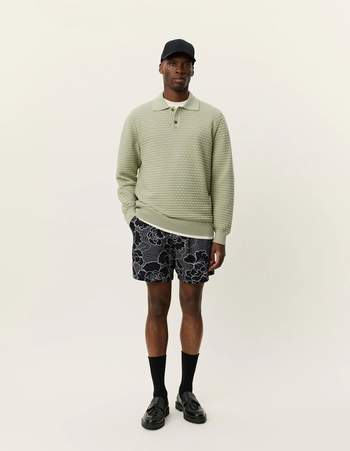 Billy Weave Knitted LS Polo - Tea Green