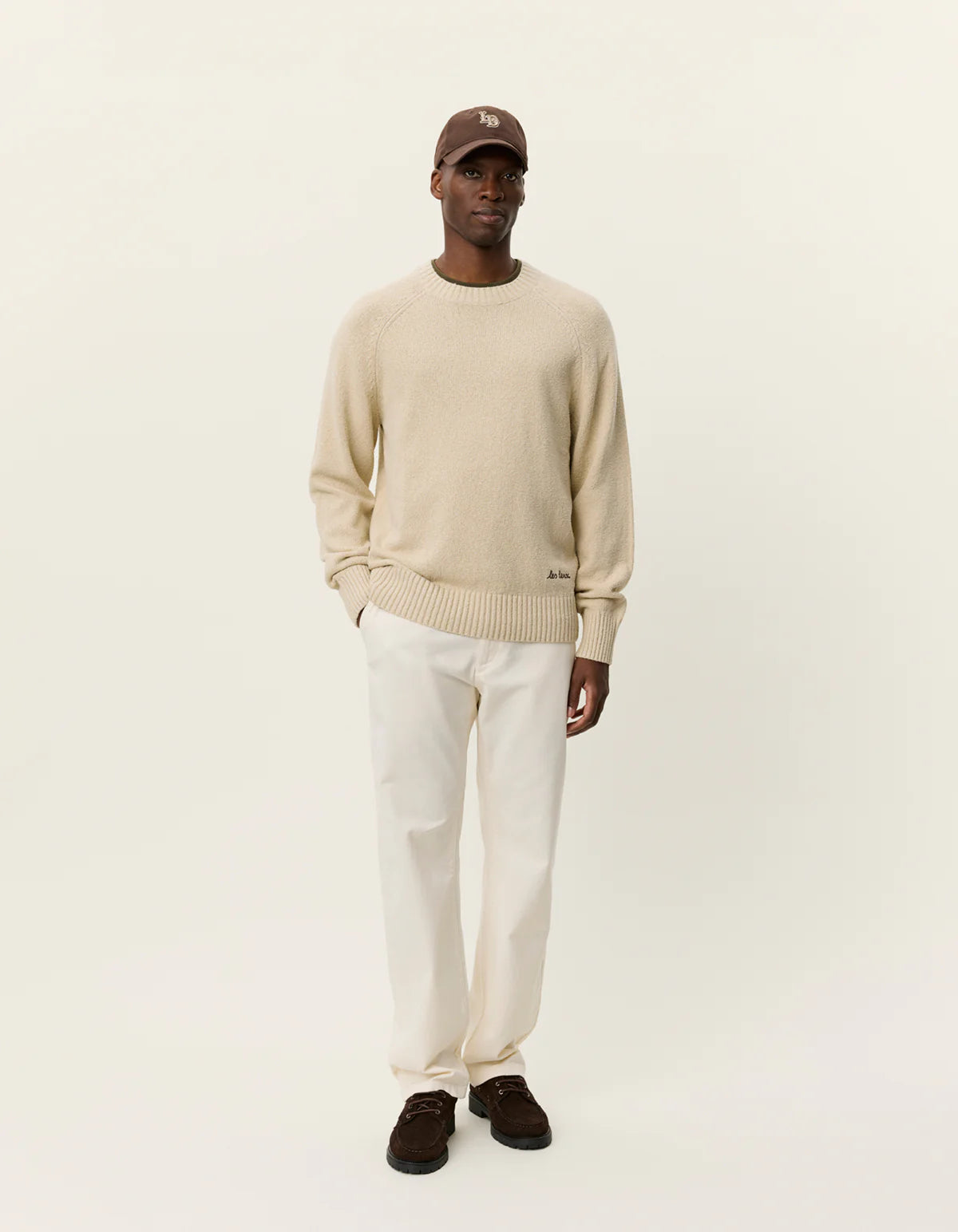 Brad Roundneck Knit - Oyster Gray White