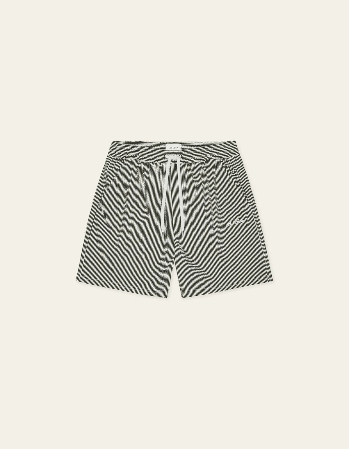 Stan Stripe Seersucker Swim Shorts - Black