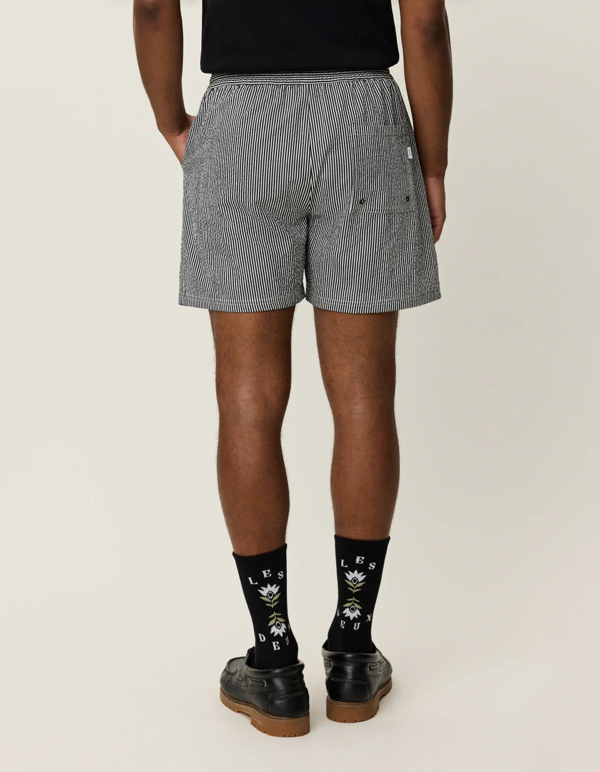 Stan Stripe Seersucker Swim Shorts - Black