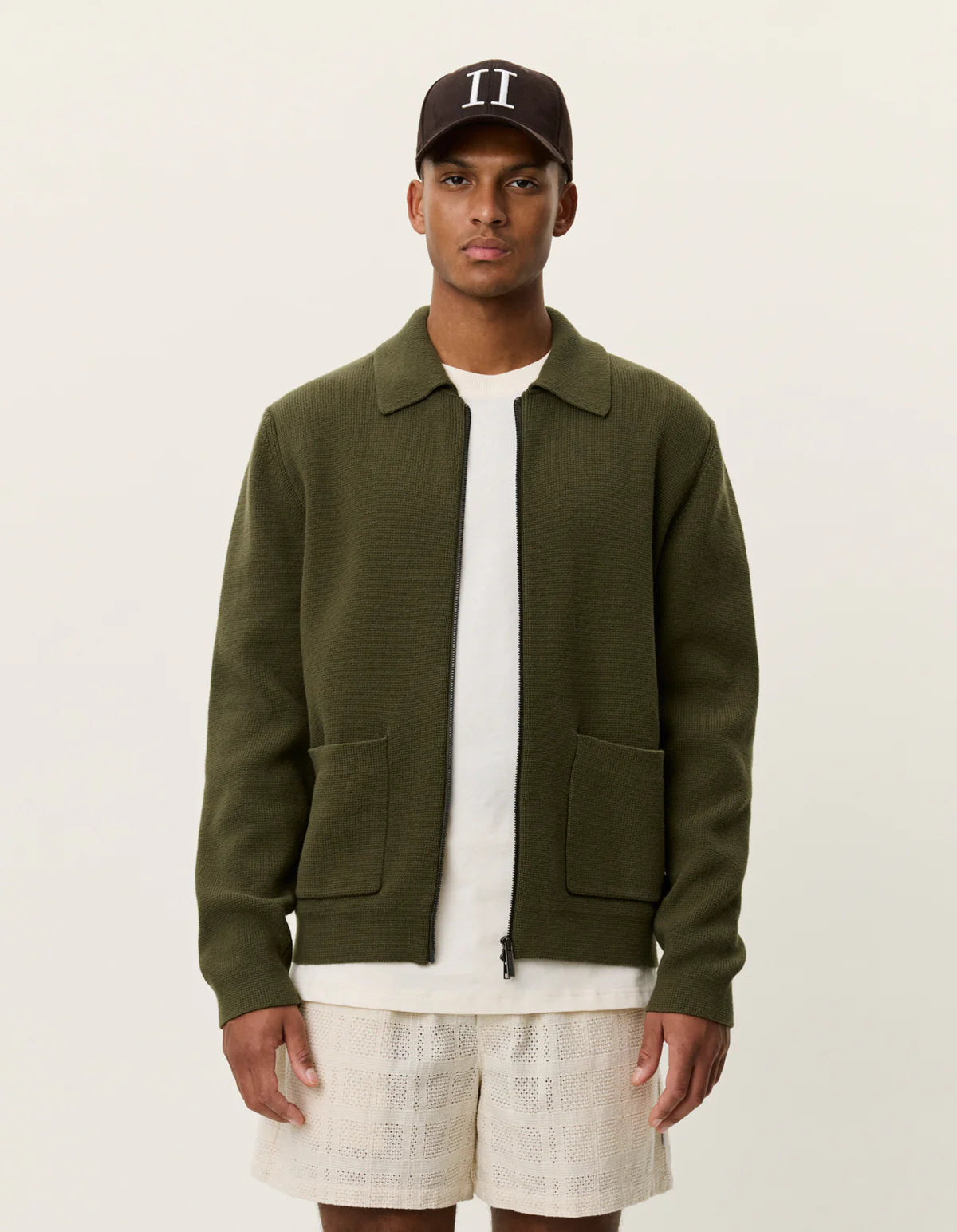 Fischer Cotton Milano Zip Overshirt - Olive Night