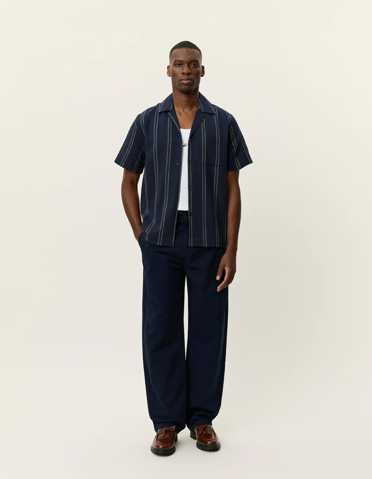 Lawson Stripe SS Shirt - Dark Navy