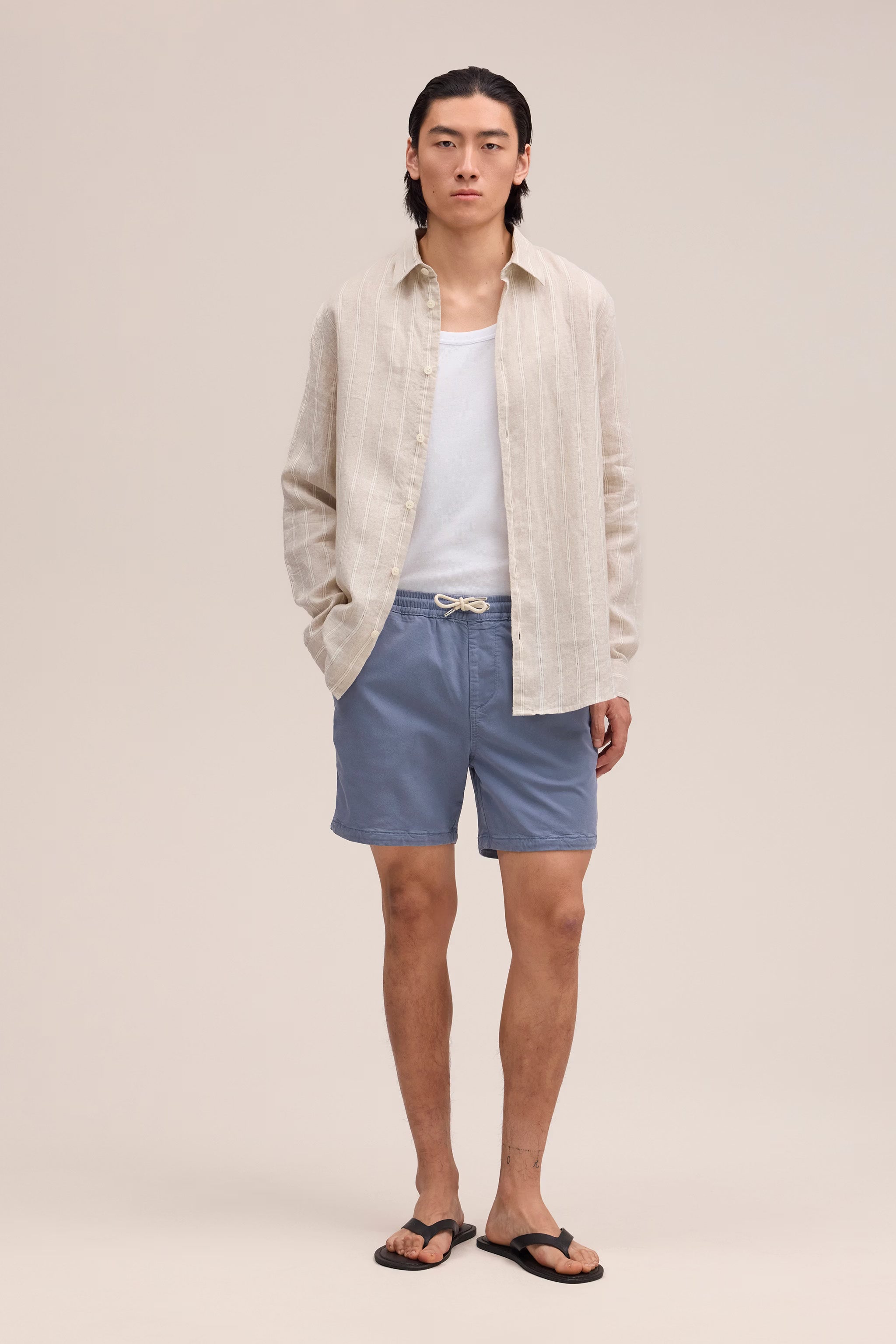 Gregor - Lyocell Blend Shorts - Stone Blue