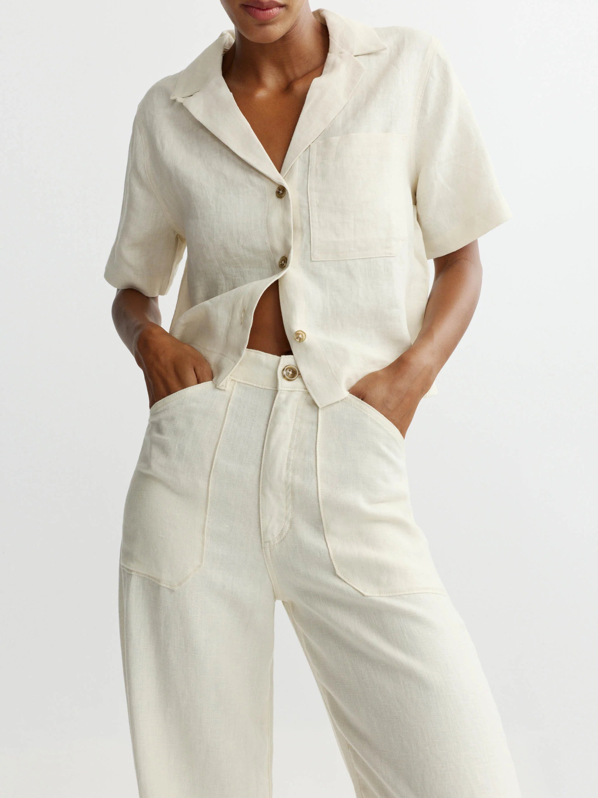 Hampton Shirt Short Sleeve - Flax Linen