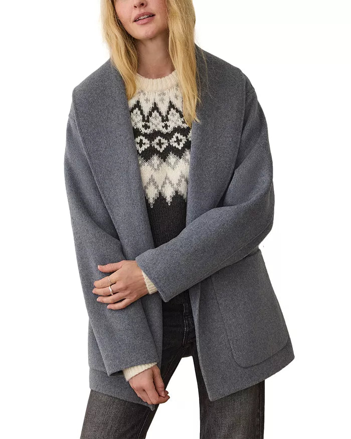 Colette Belted Wool Coat - Medium Grey Heather