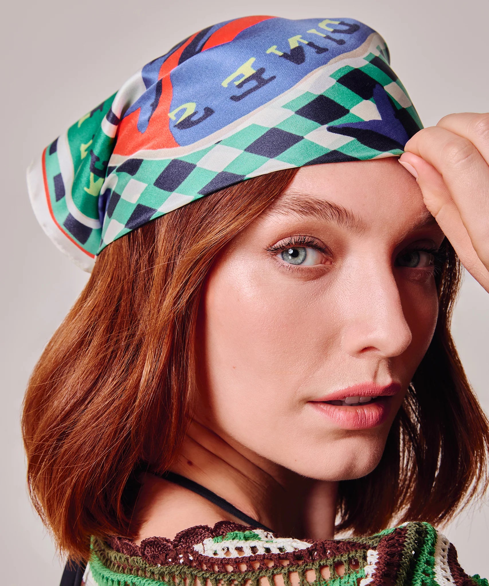 Tinned Fish Silk Bandana - Leaf Green