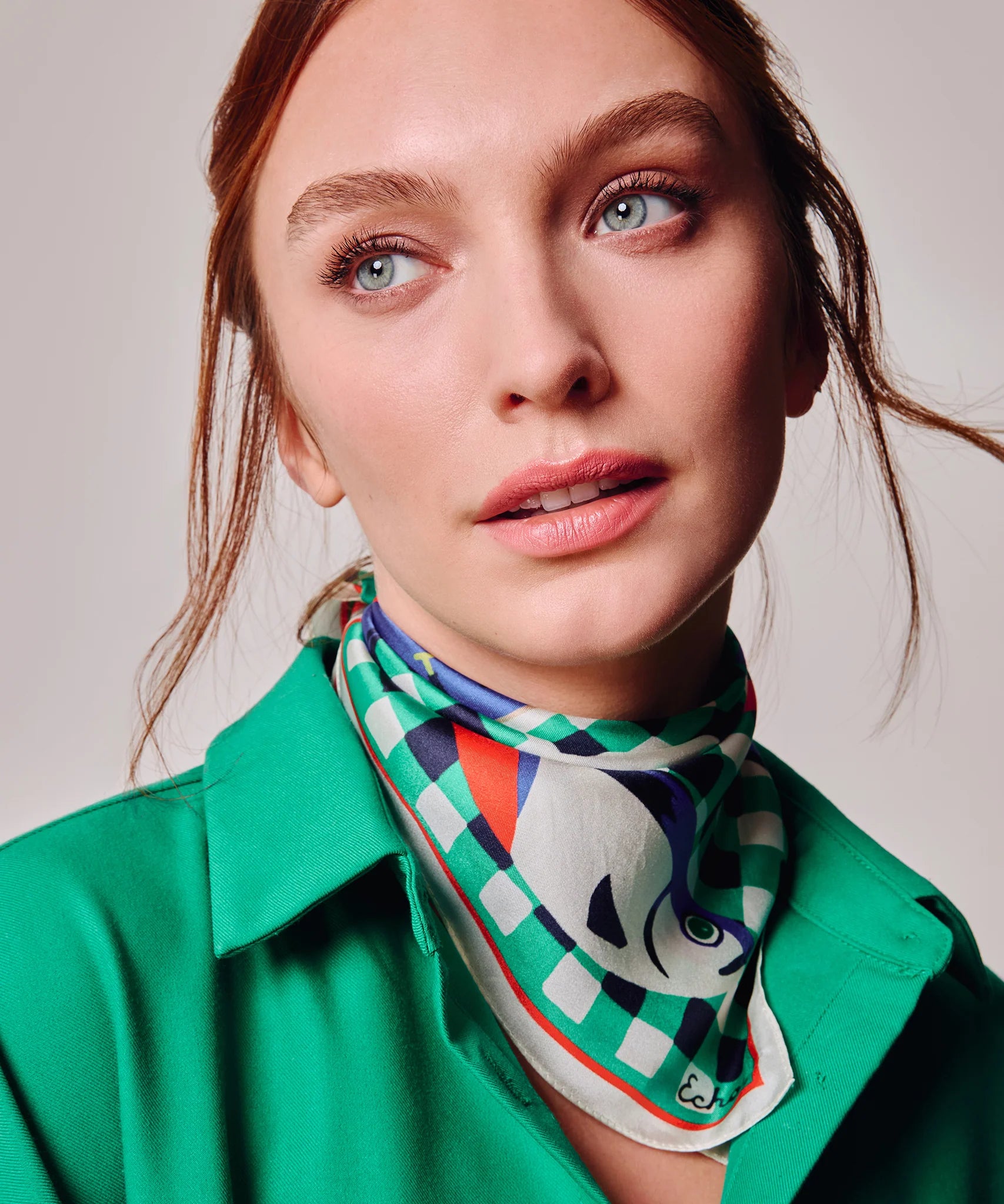 Tinned Fish Silk Bandana - Leaf Green