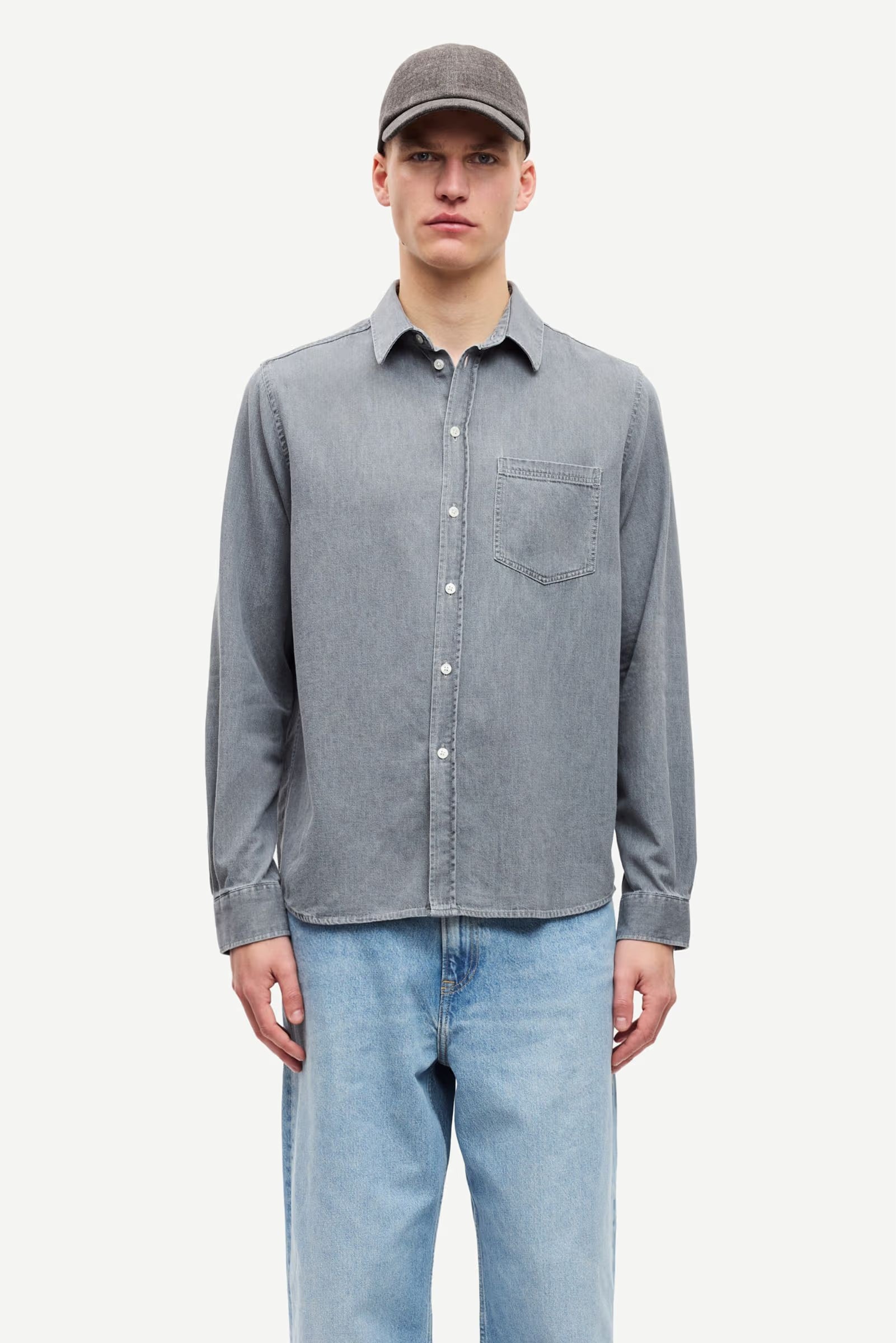 Saryan P Shirt 15248 - Light Grey Chambray