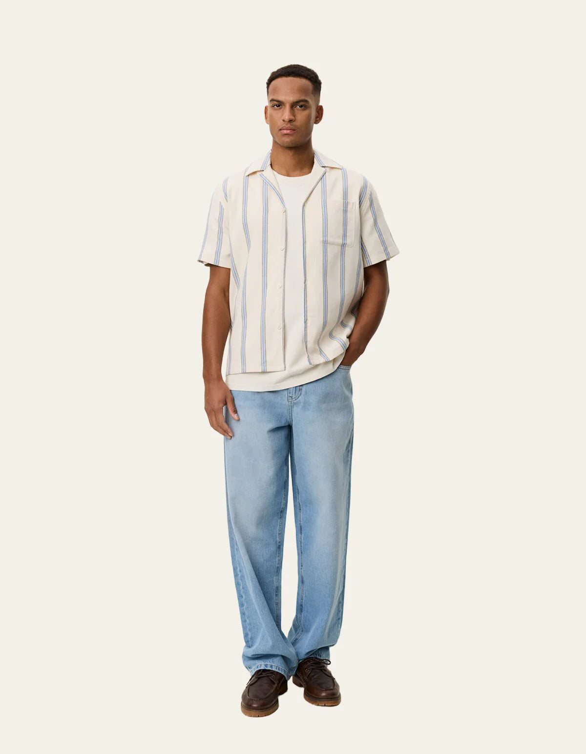 Lawson Stripe SS Shirt - Eggnog White