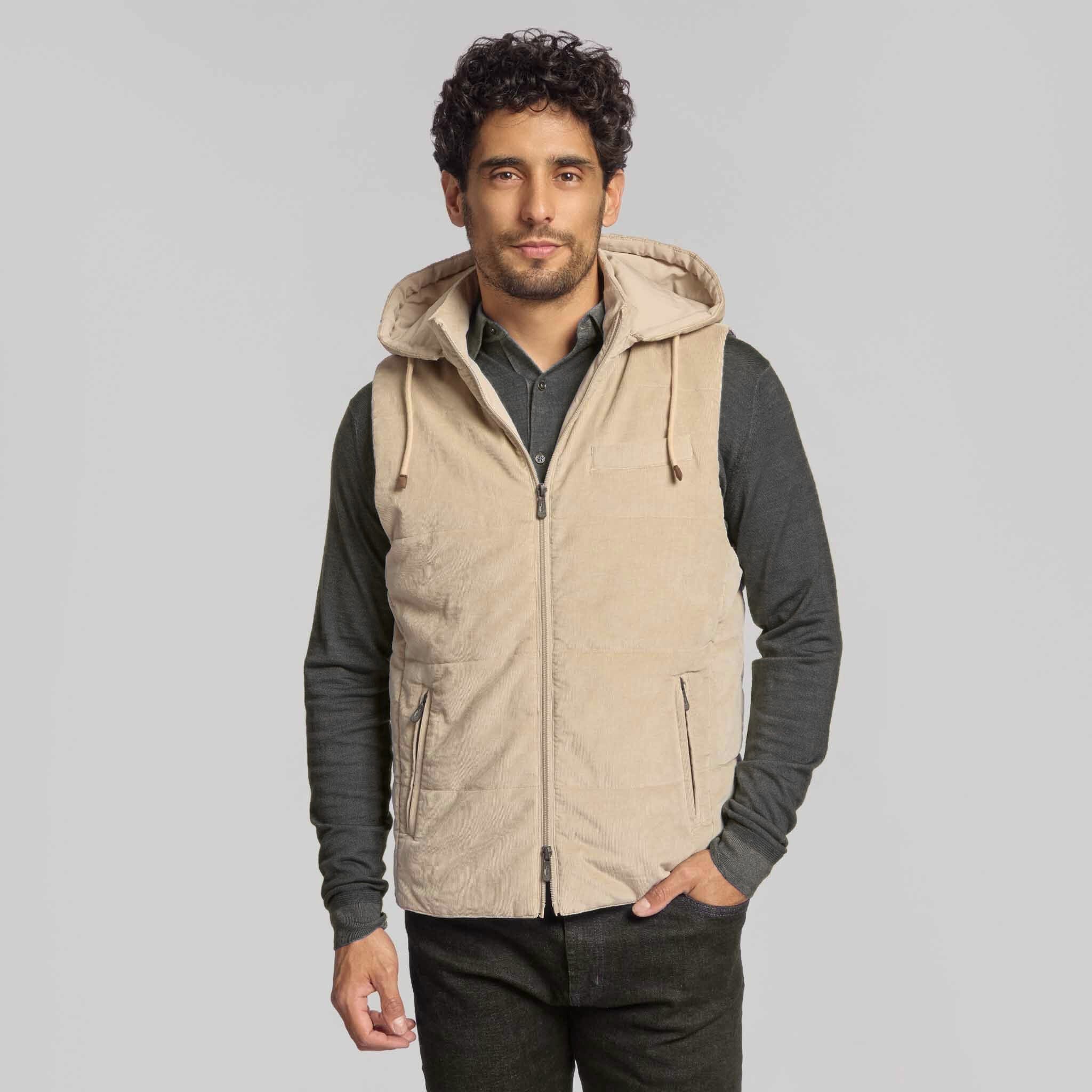 The Ferdinand Hooded Cord Vest - Oyster