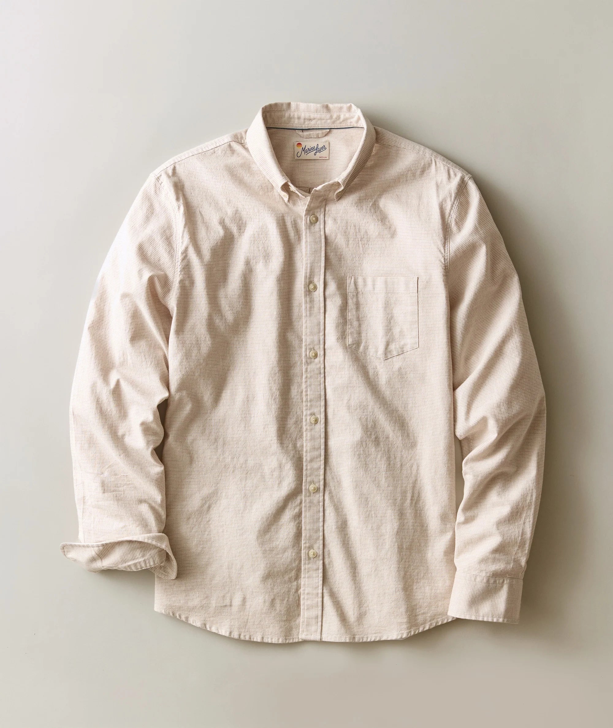 California Oxford Shirt - Taupe Houndstooth