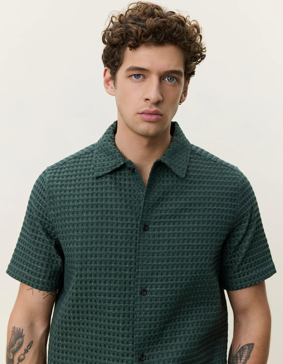 Check Seersucker Short Sleeve Shirt - Pine Green