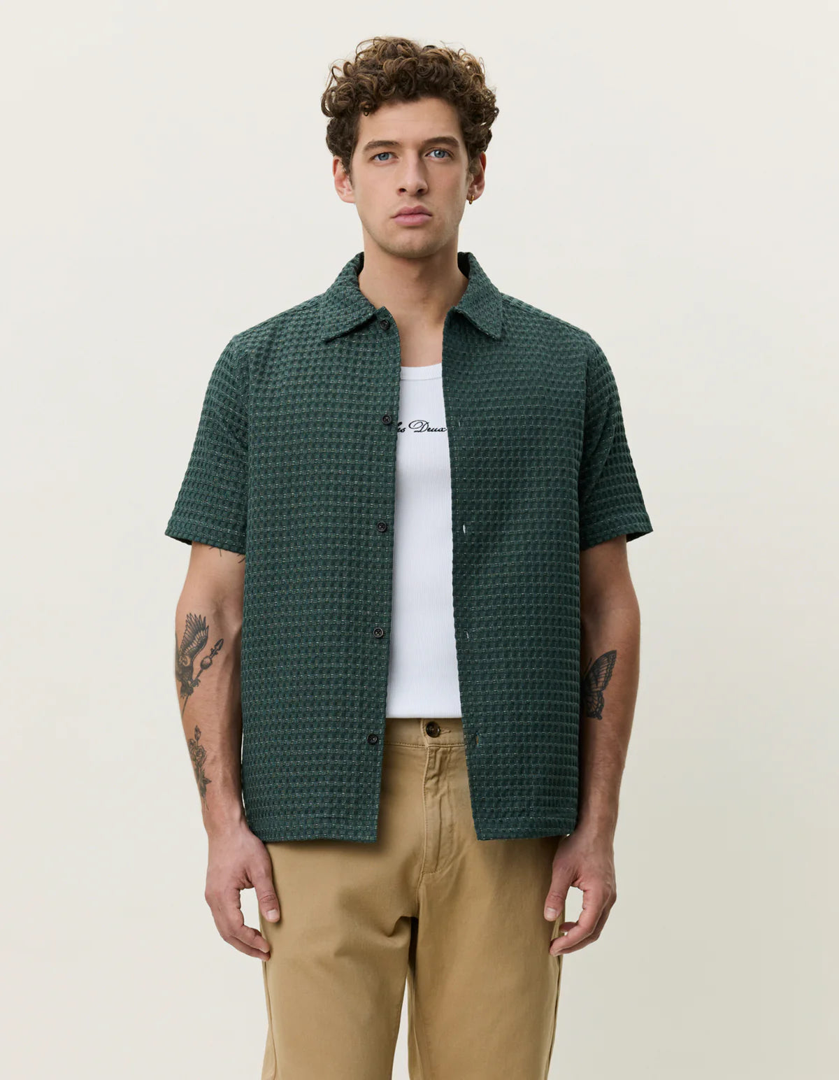 Check Seersucker Short Sleeve Shirt - Pine Green