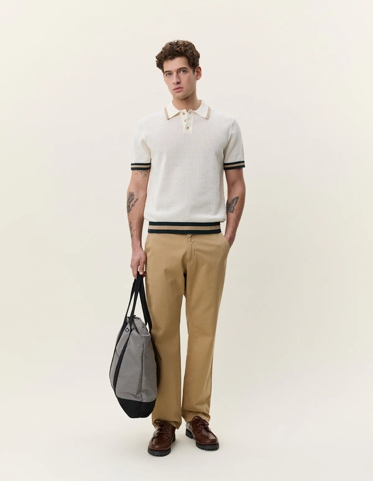 Lace Knitted Polo - Eggnog White
