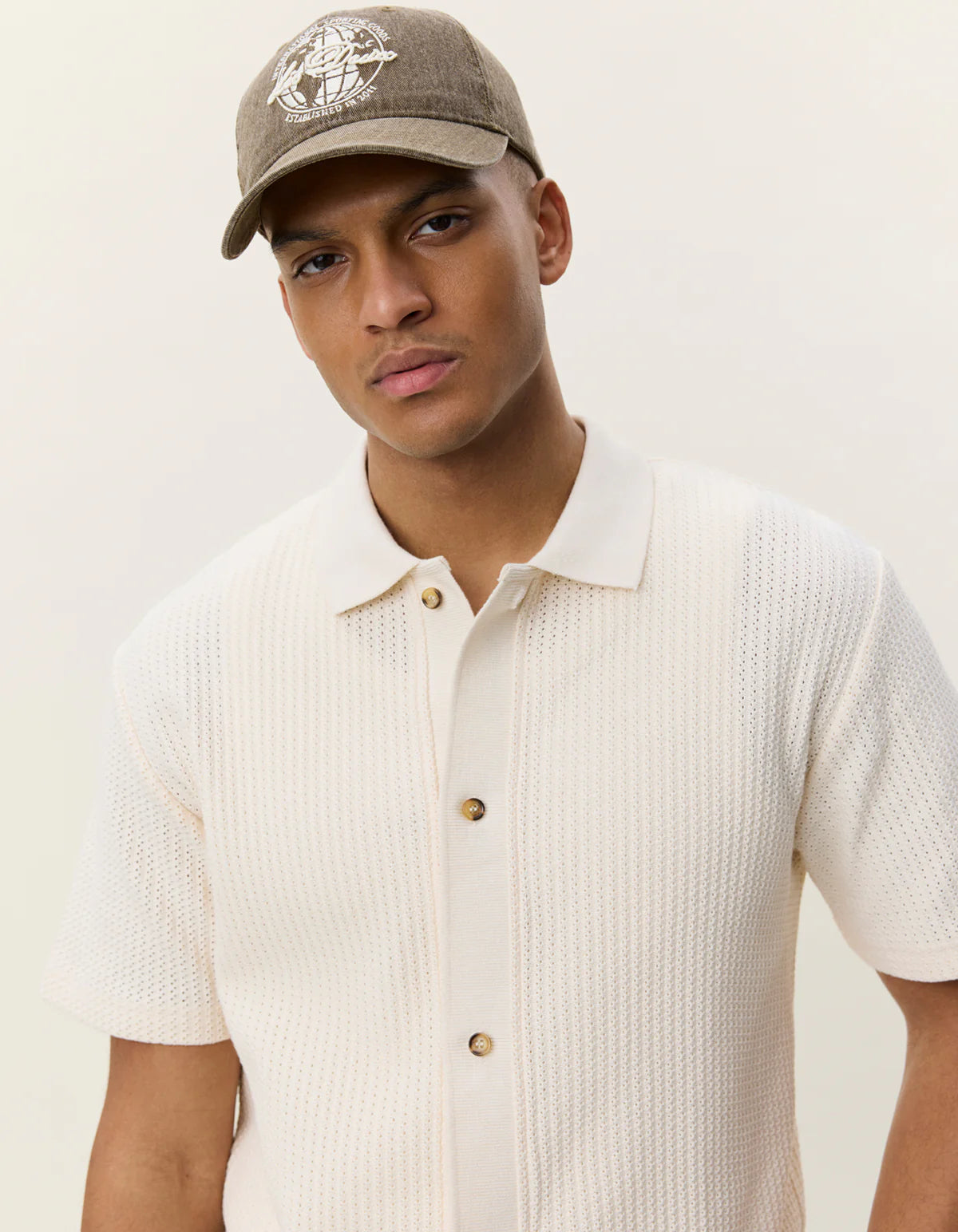 Pointelle Short Sleeve Shirt - Eggnog White