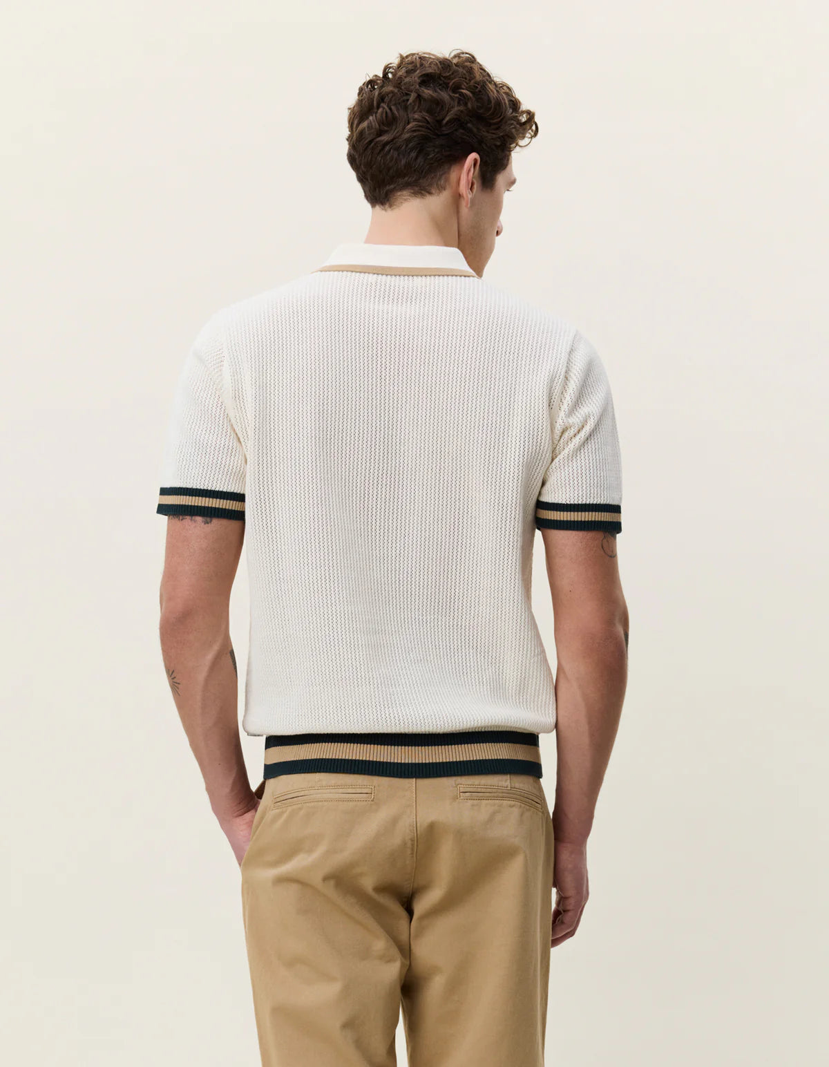 Lace Knitted Polo - Eggnog White
