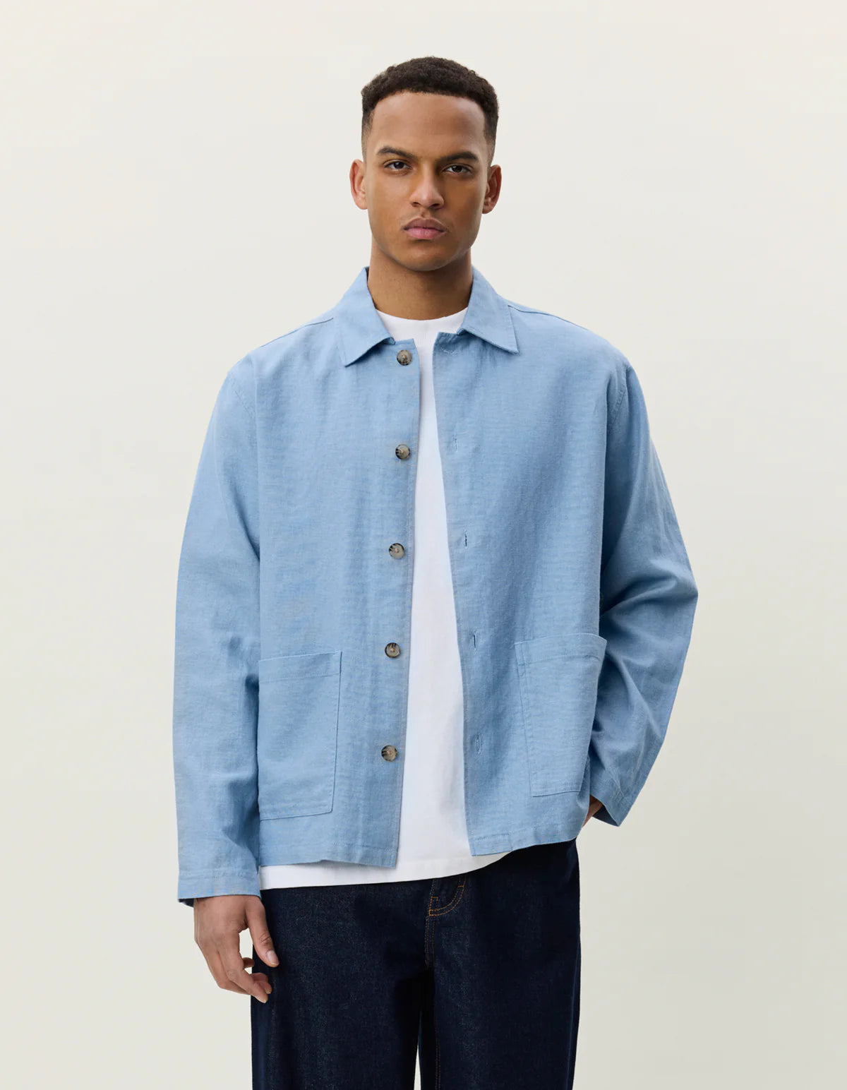 Linen Overshirt - Faded Denim Blue