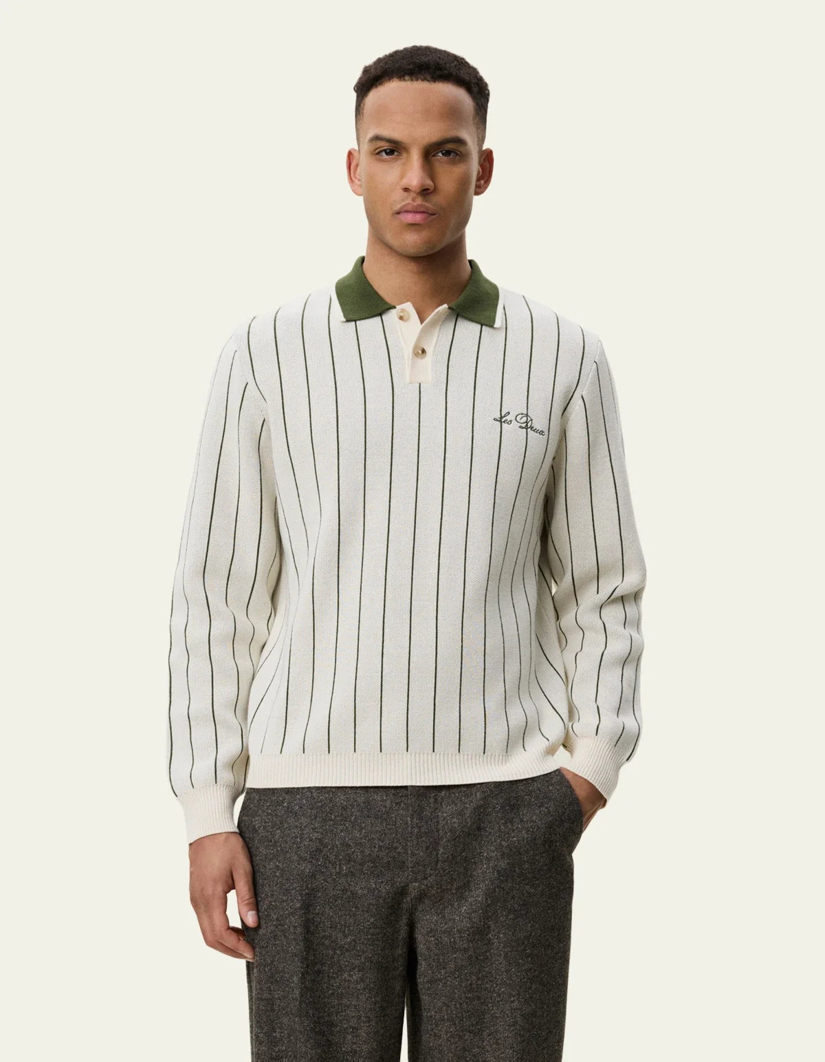 Signature Knitted Long Sleeve Polo - Ivory