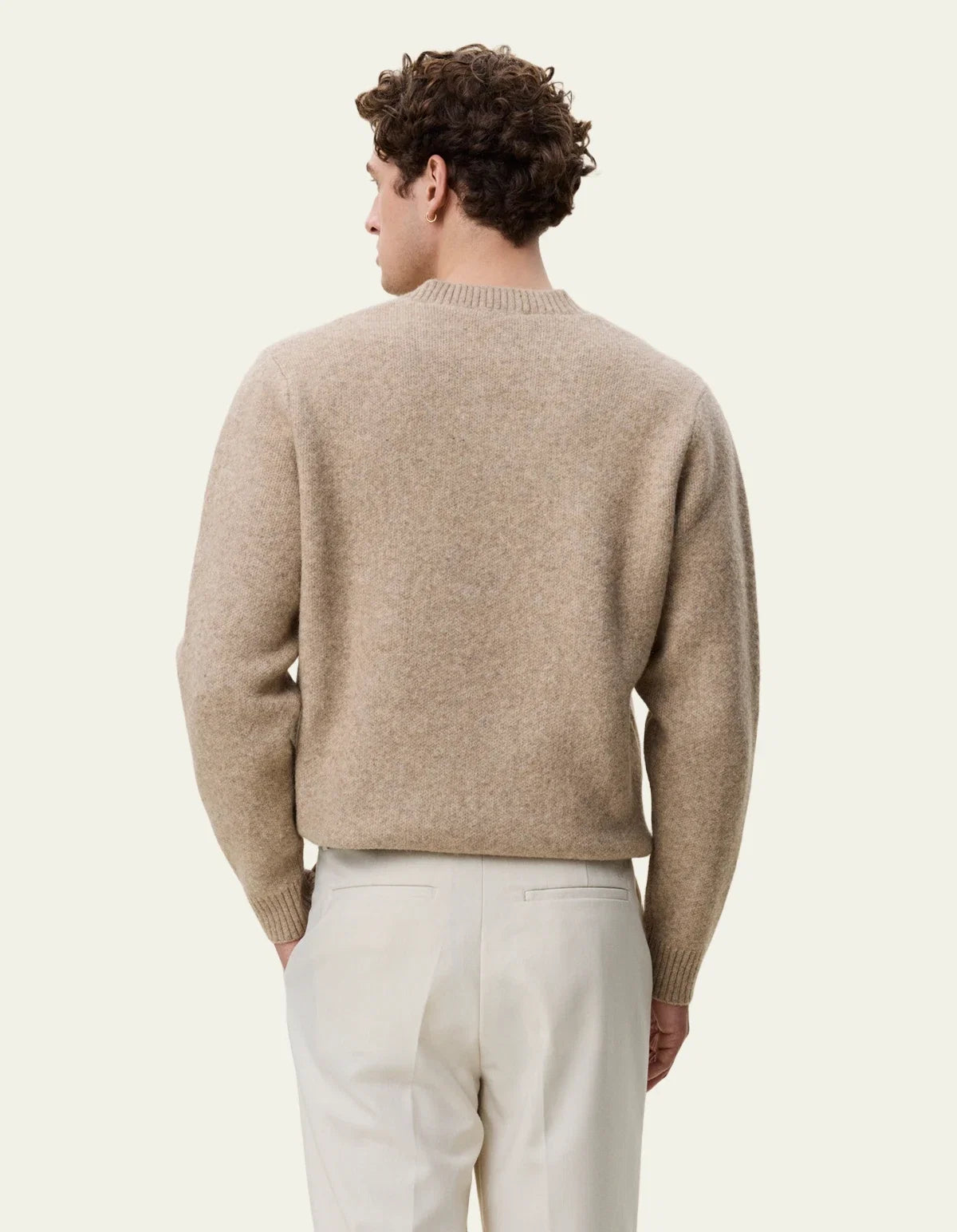 Melange V-Neck Knit - Light Sand Melange