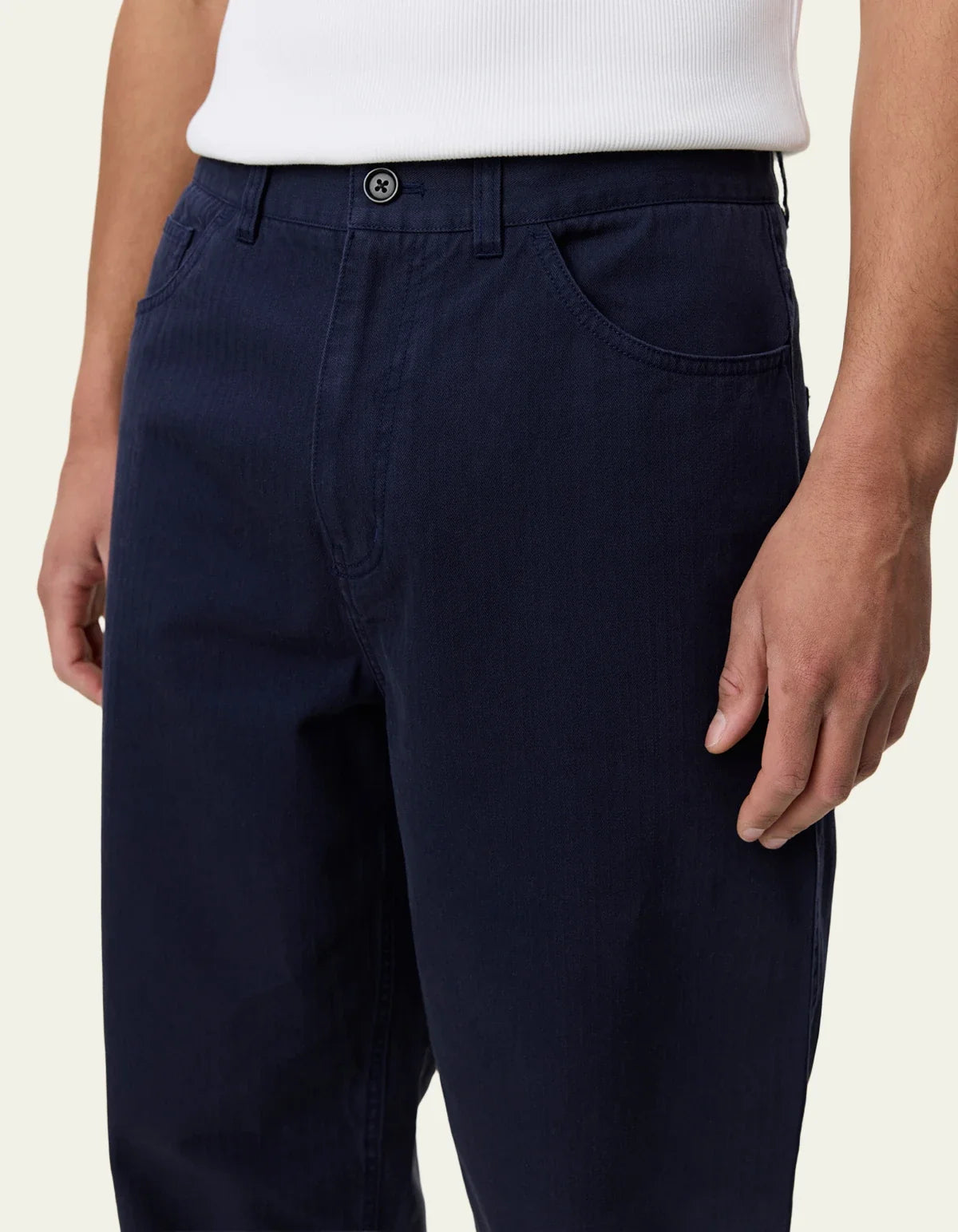 Roi Carpenter Herringbone Pants - Dark Navy Blue
