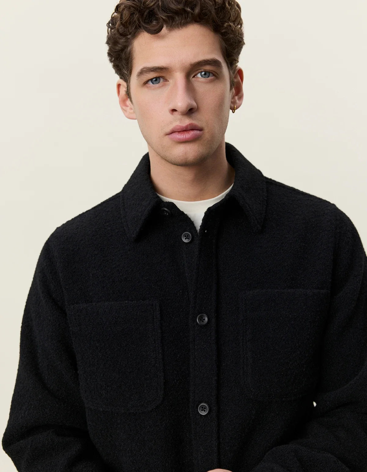 Bouclé Overshirt - Black
