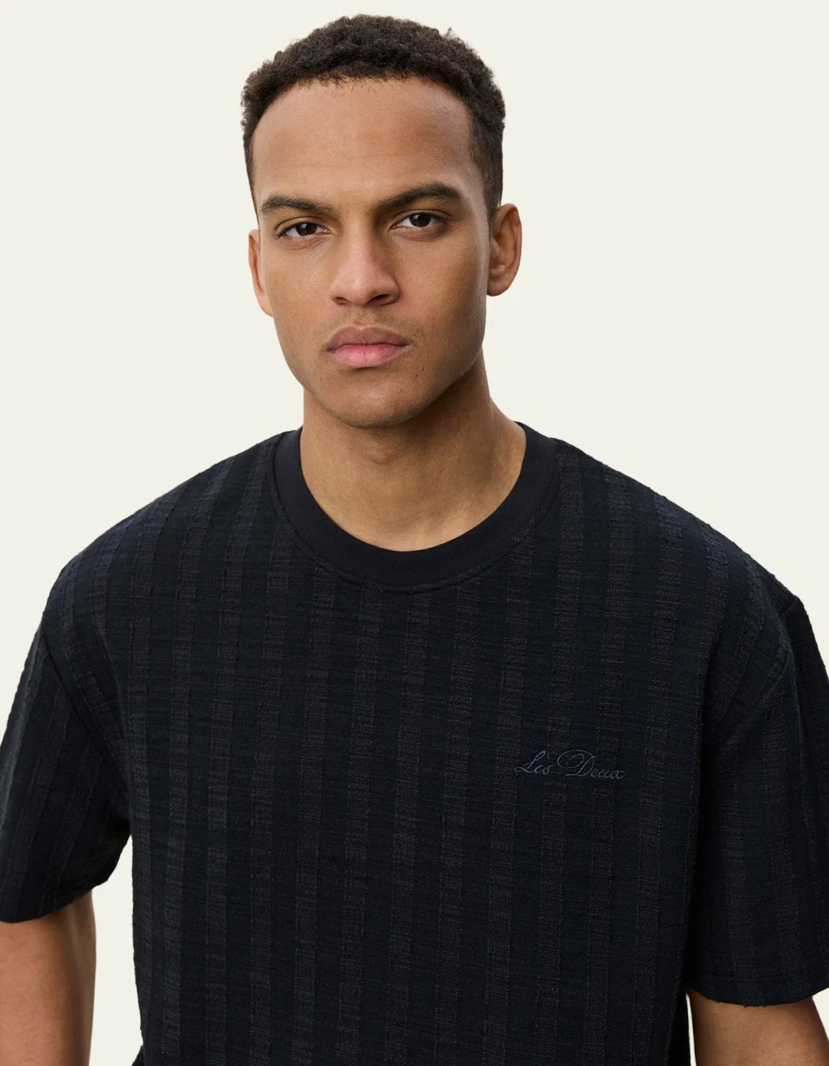 Stripe Jacquard T-Shirt - Black