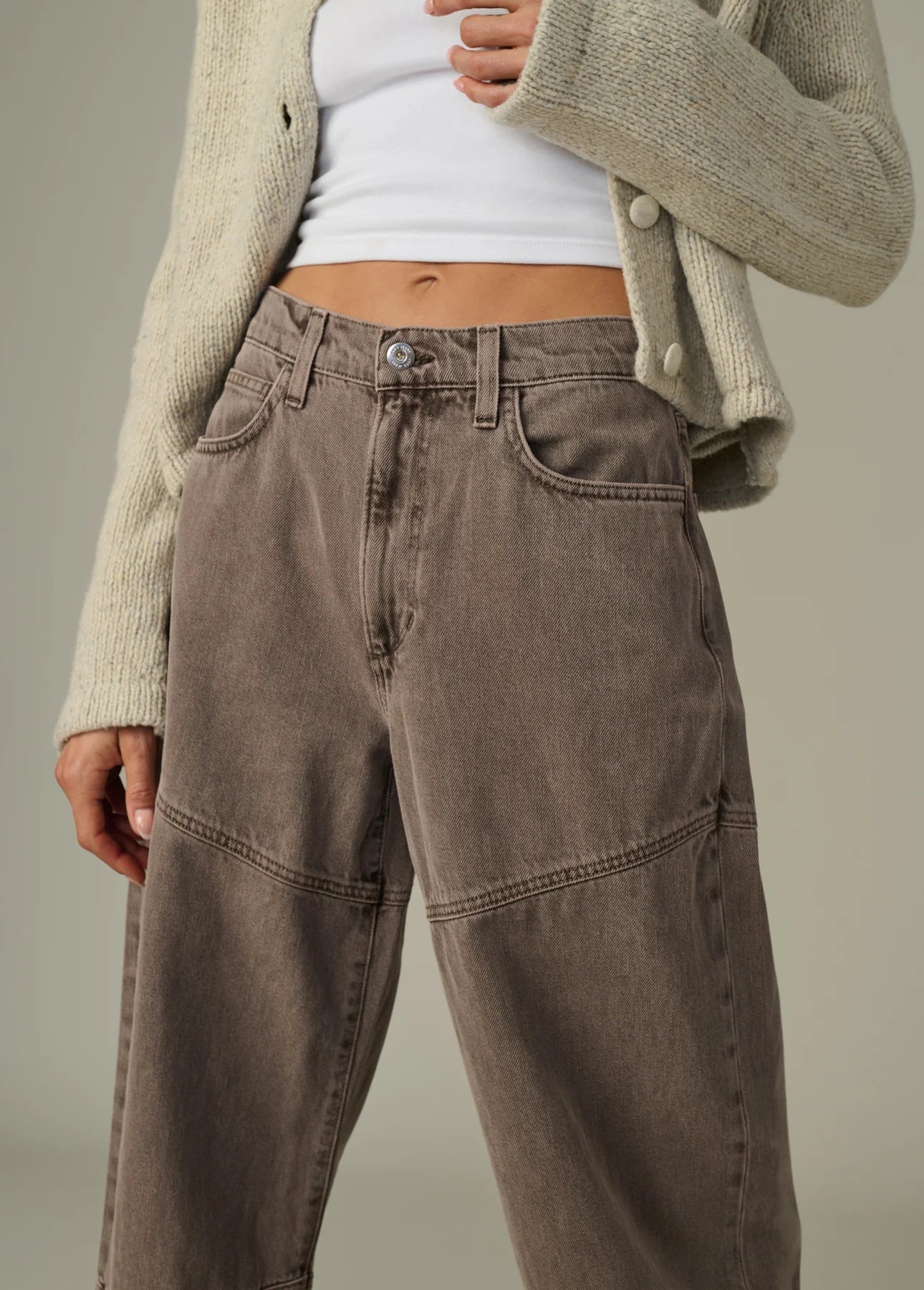 The Harlowe Seamed Jeans - Tiramisu