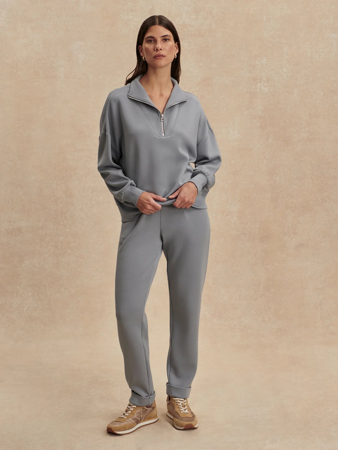 Hawley Half Zip Sweat - Wind Blue