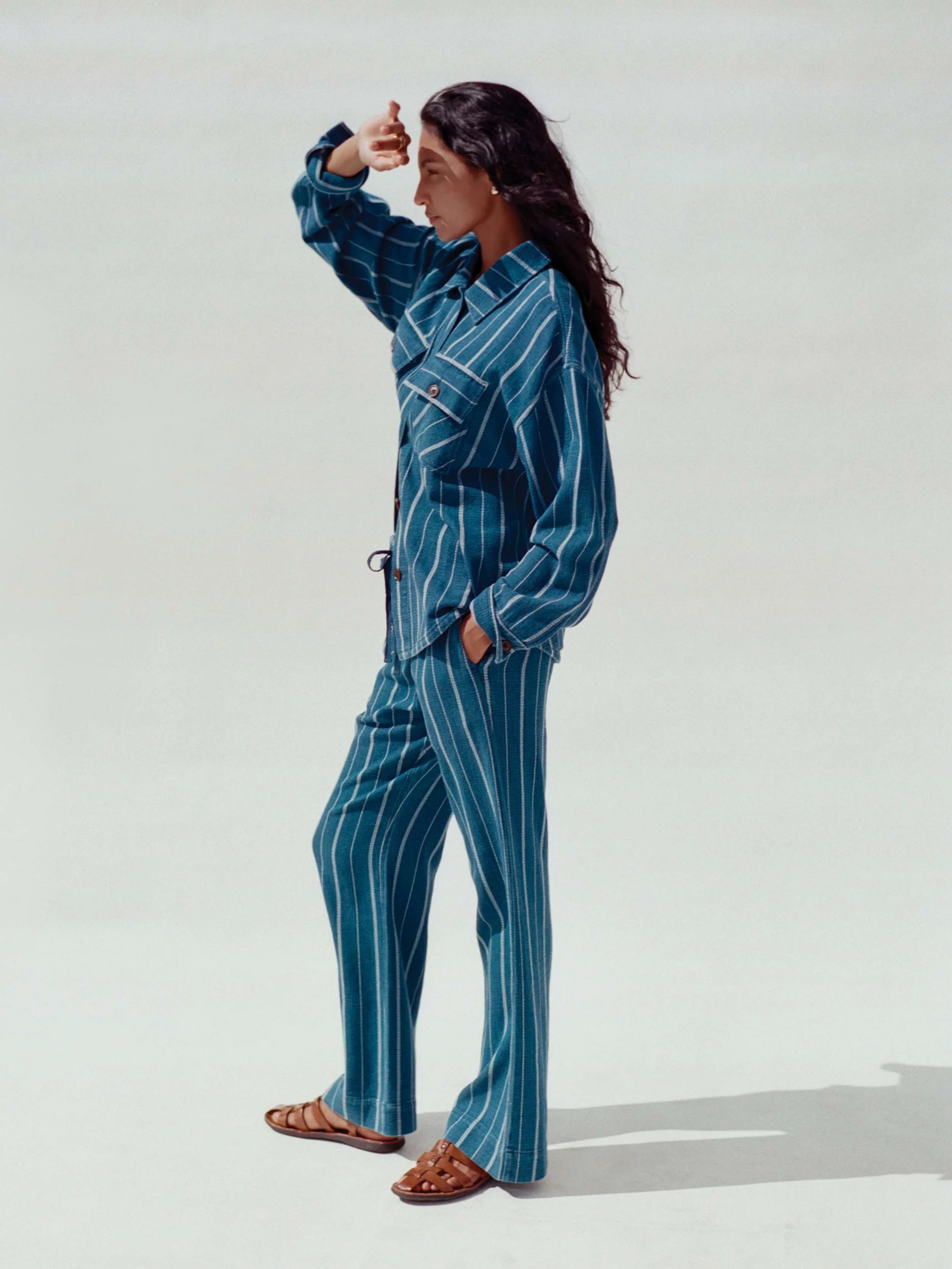 Island Tide Shirt Jacket - Indigo Drift Stripe