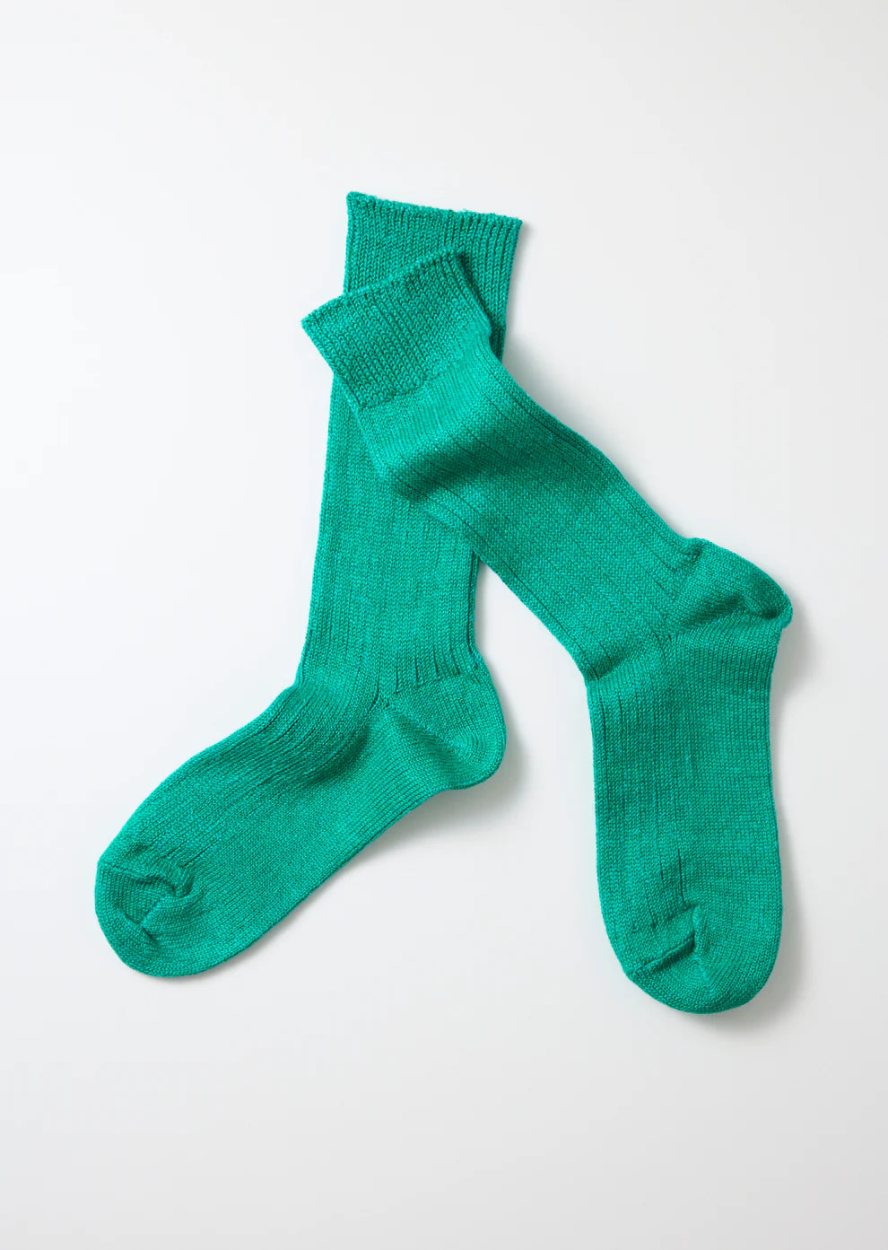 Linen Cotton Ribbed Crew Socks