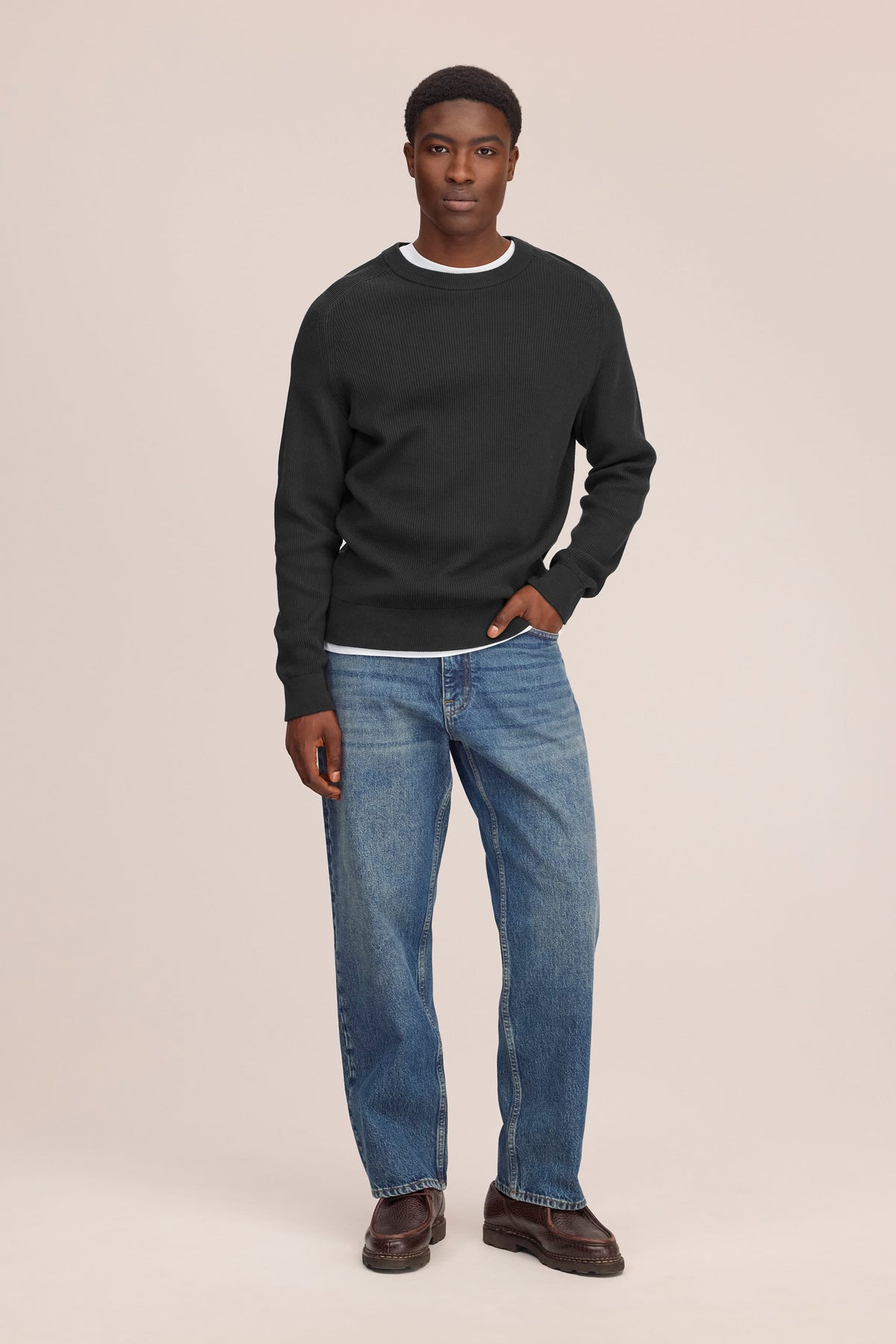 Kevin Ribbed Organic Cotton Sweater - Black