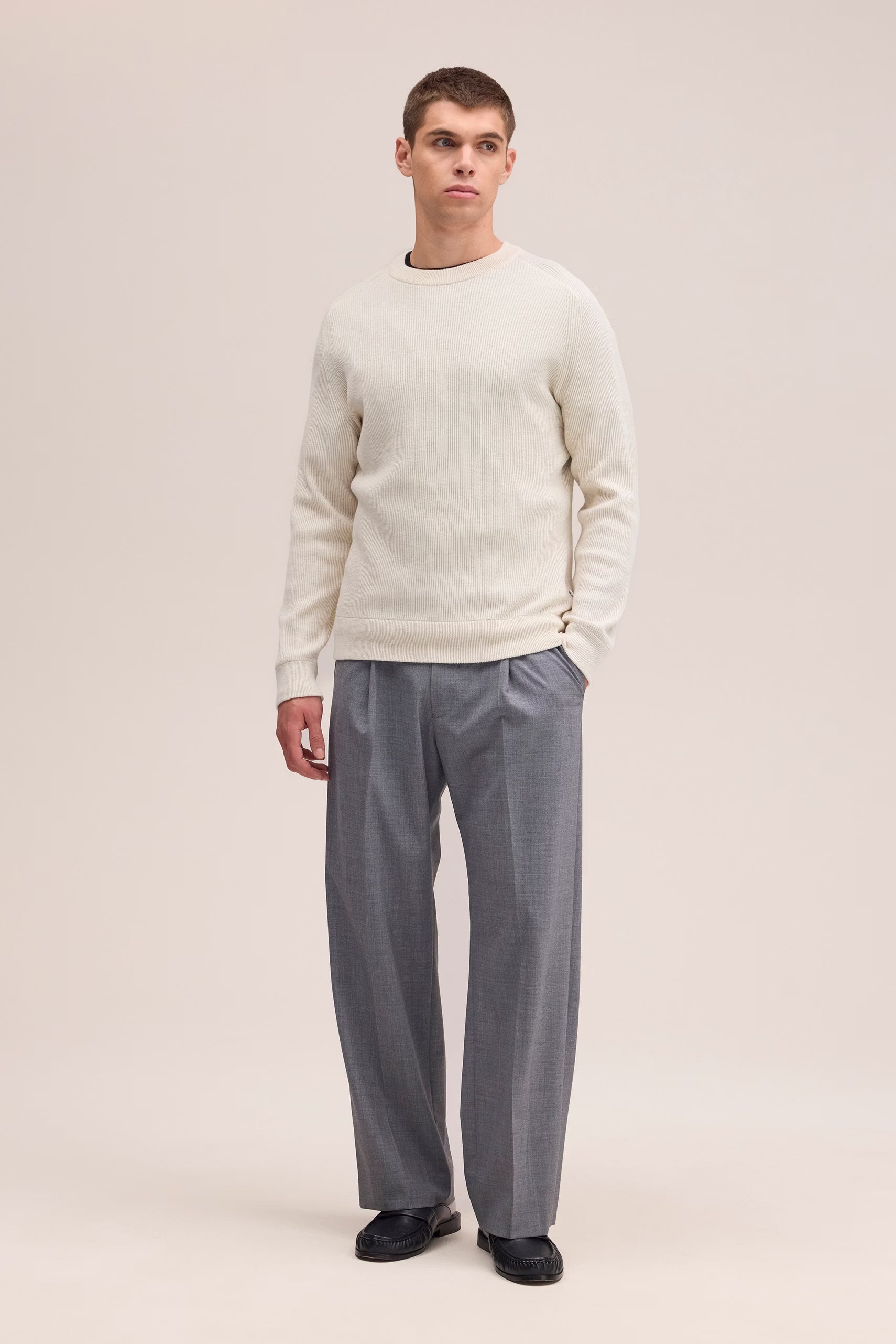 Kevin Ribbed Organic Cotton Sweater - Ivory