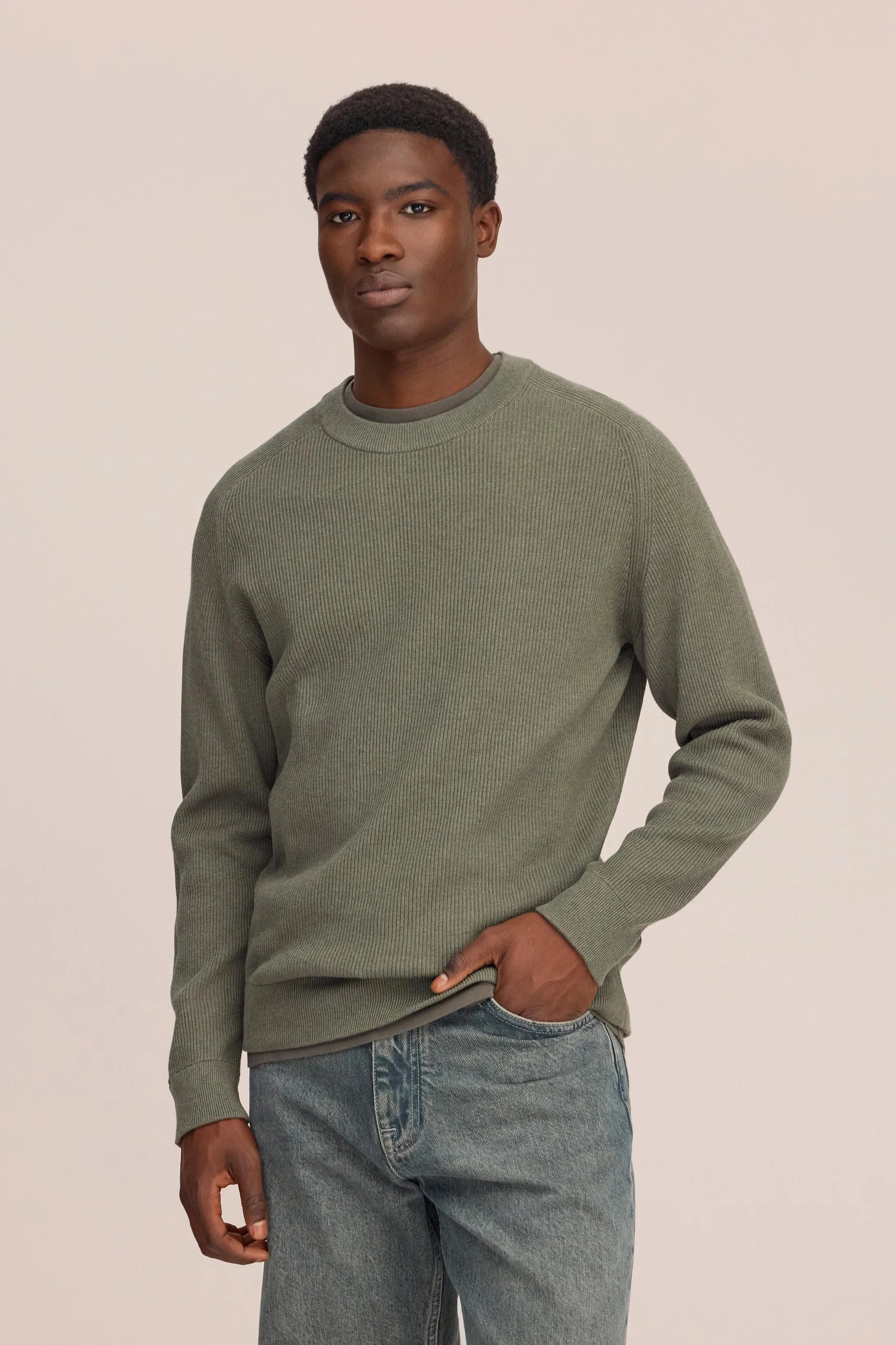 Kevin Ribbed Organic Cotton Sweater - Capers