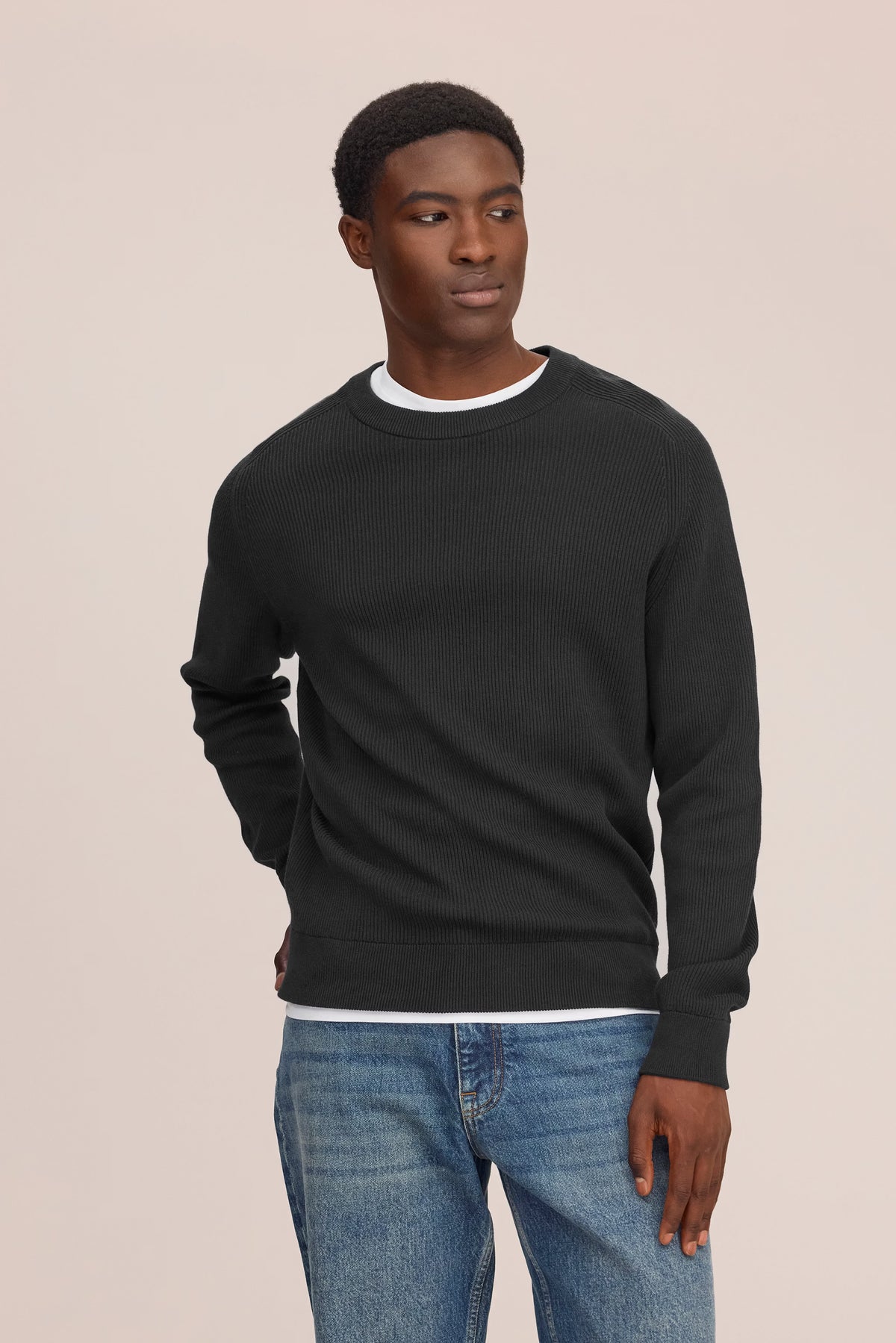 Kevin Ribbed Organic Cotton Sweater - Black