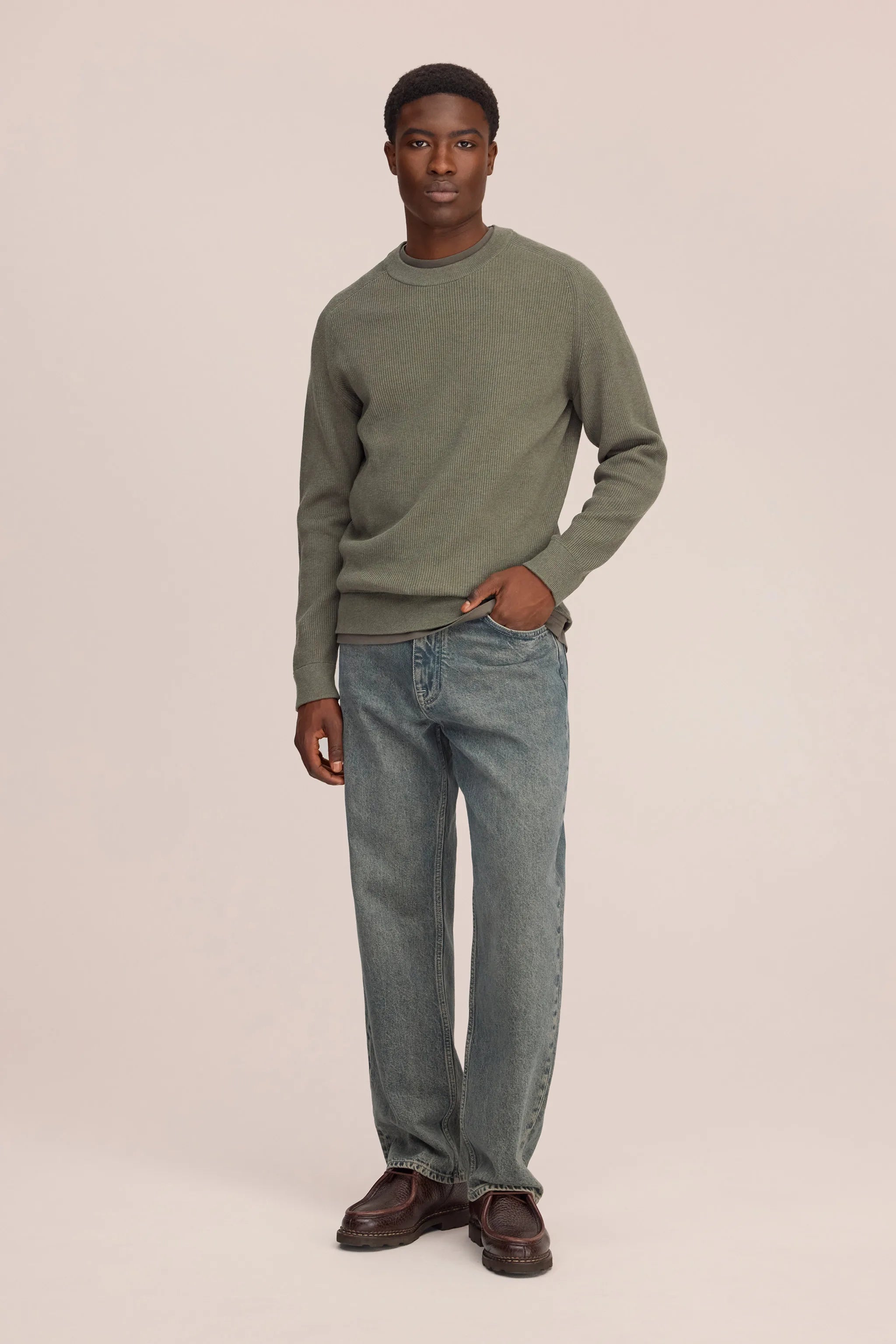 Kevin Ribbed Organic Cotton Sweater - Capers