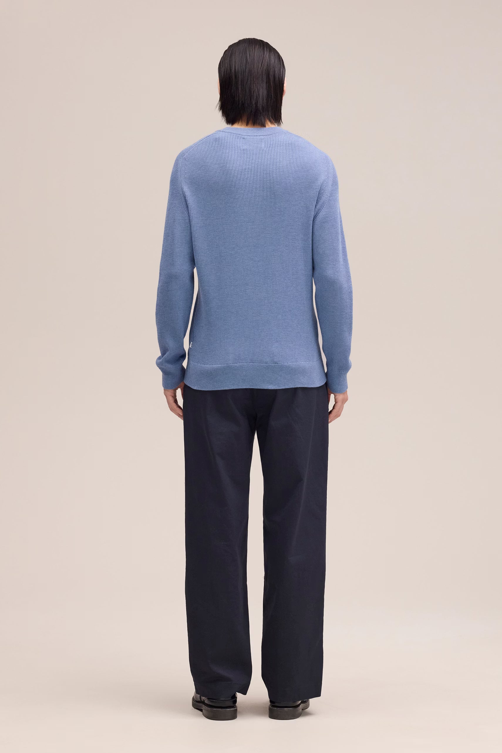 Kevin Ribbed Organic Cotton Sweater - Stone Blue