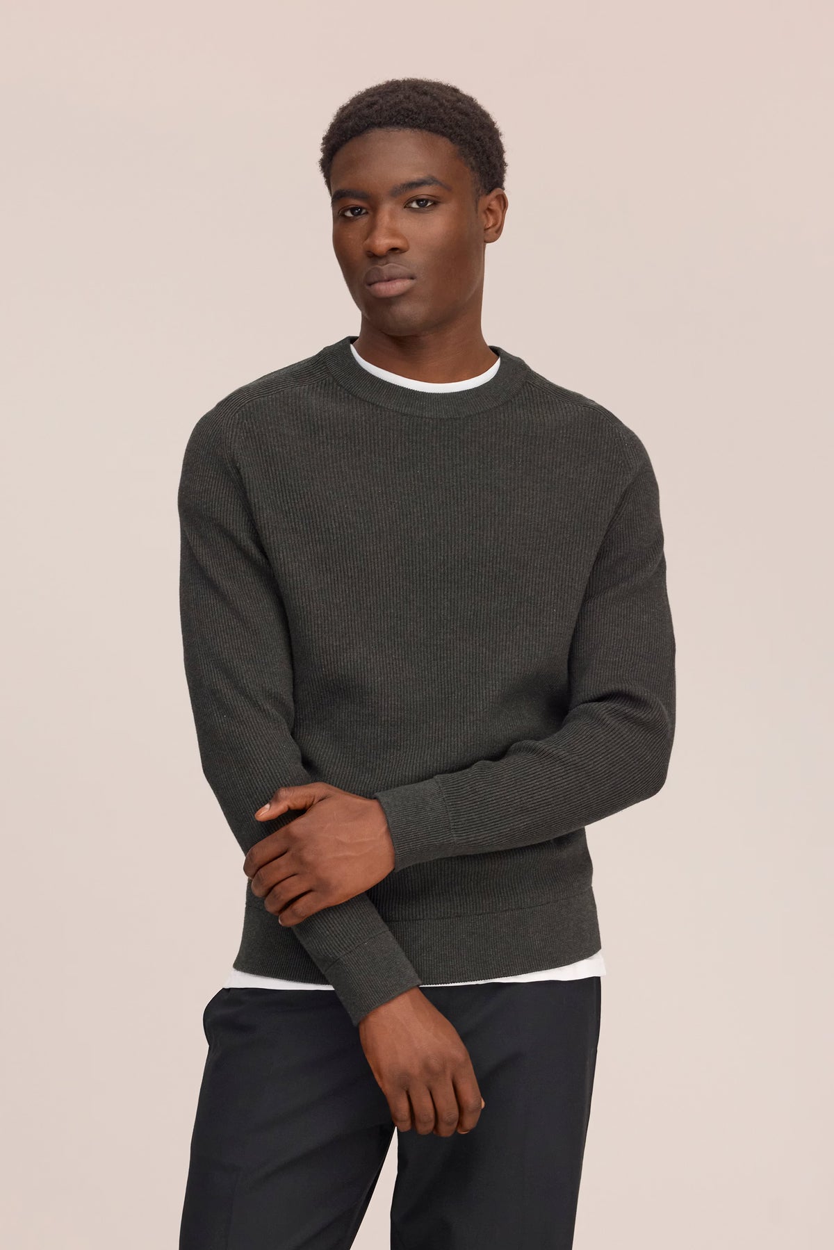 Kevin Ribbed Organic Cotton Sweater - Dark Army