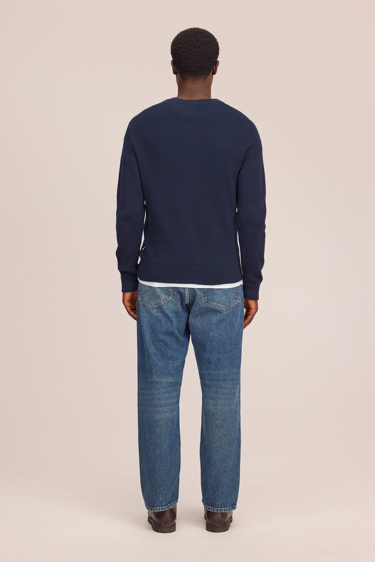 Kevin Ribbed Organic Cotton Sweater - Navy Blue